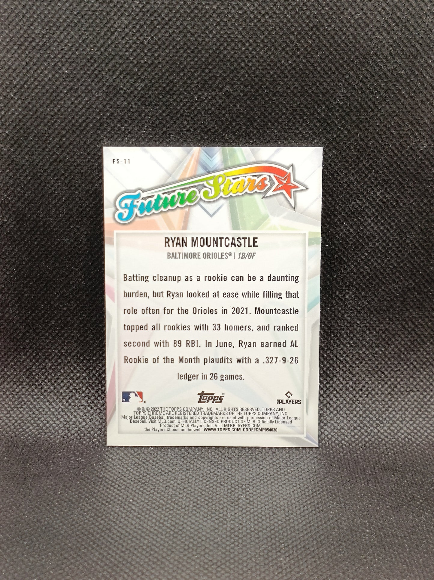 Ryan Mountcastle - 2022 Topps Chrome Future Stars Insert - Baltimore Orioles
