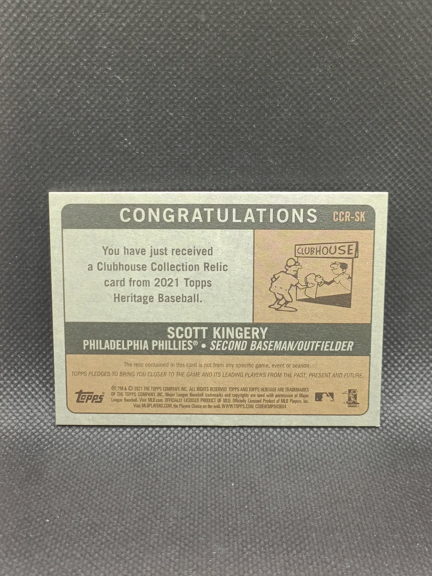 Scott Kingery - 2021 Topps Heritage Clubhouse Collection Relic - Philadelphia Phillies