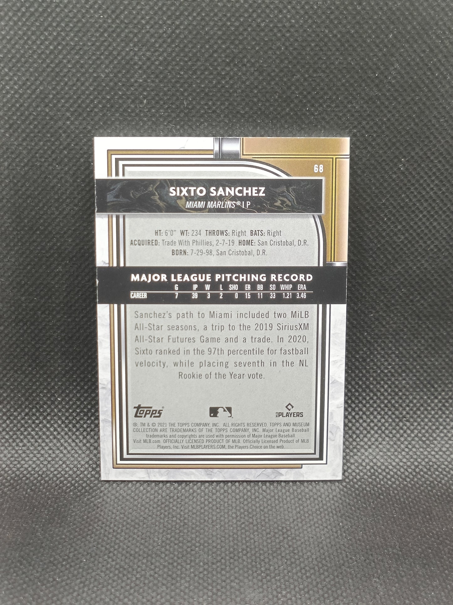 Sixto Sanchez - 2021 Topps Museum Rookie Amethyst /99 - Miami Marlins