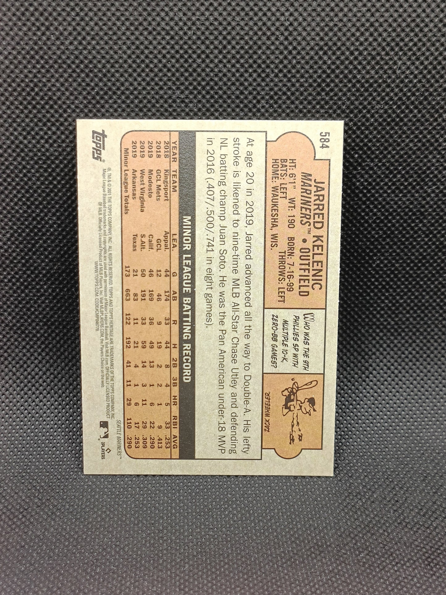 Jarred Kelenic - 2021 Topps Heritage High Number Rookie - Seattle Mariners