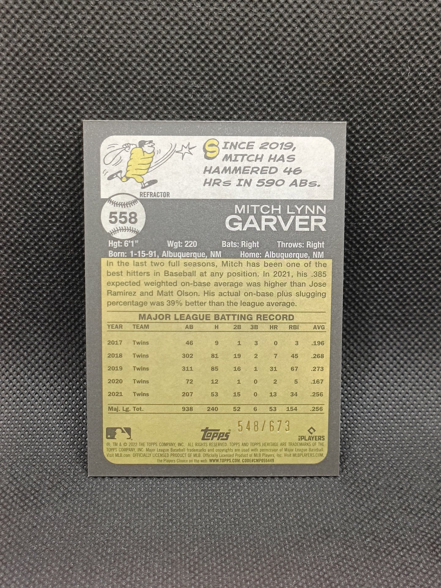 Mitch Garver - 2022 Topps Heritage High Number Chrome Refractor /673 - Texas Rangers