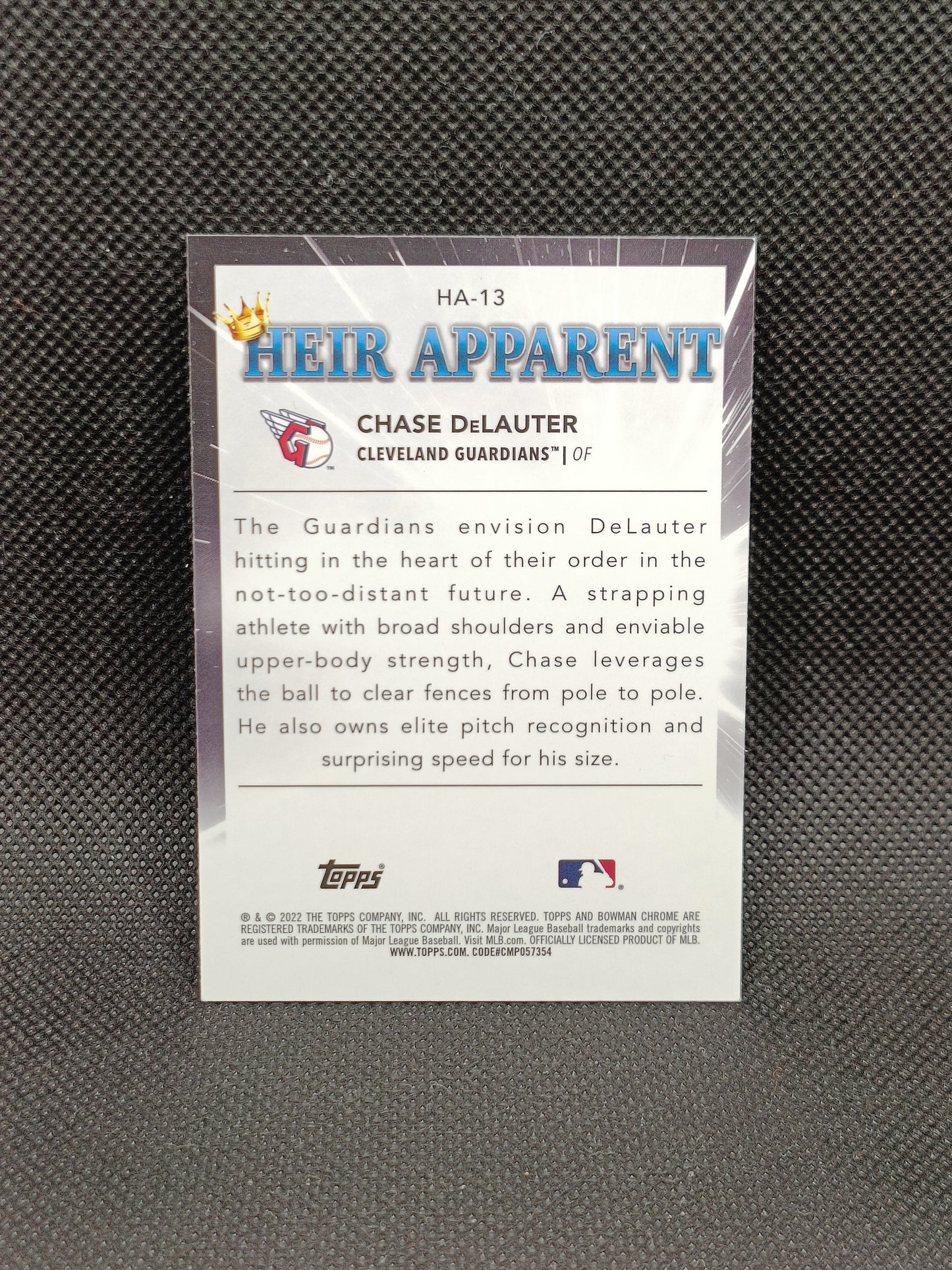 Chase DeLauter - 2022 Bowman Chrome Heir Apparent Insert - Cleveland Guardians