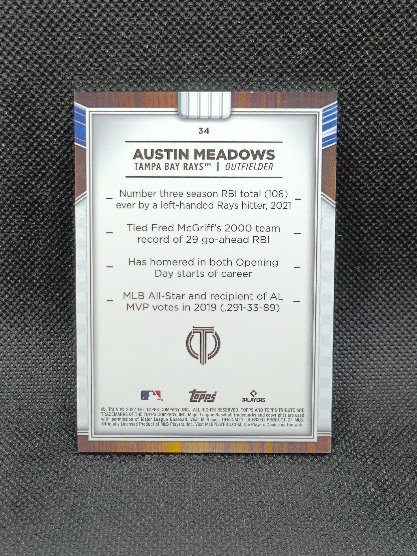 Austin Meadows - 2022 Topps Tribute Green /99 - Tampa Bay Rays