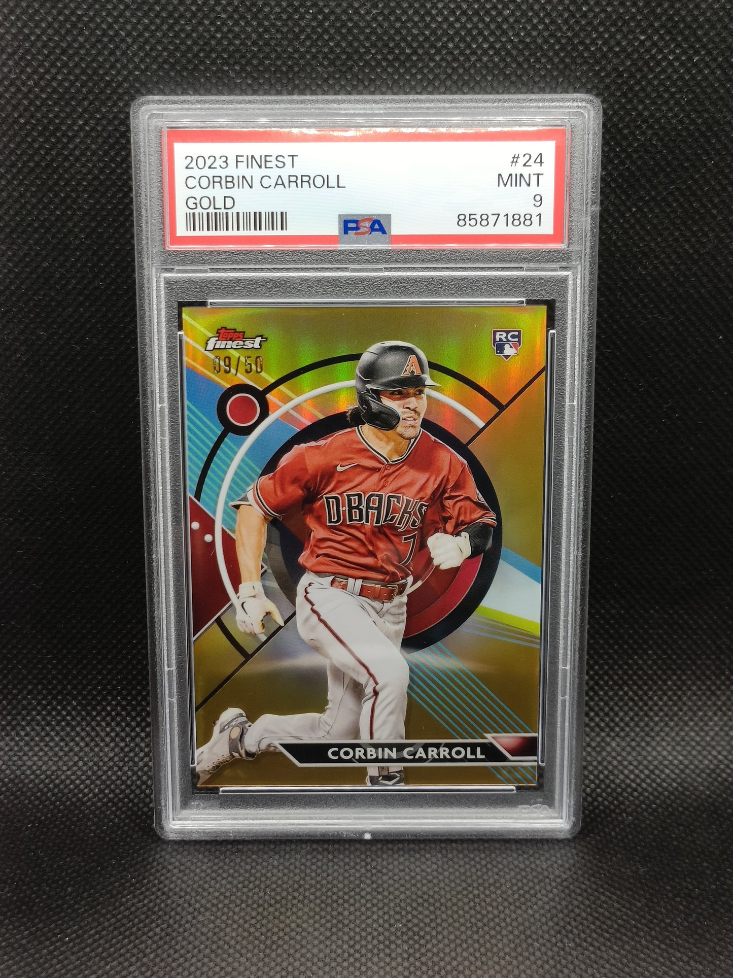 Corbin Carroll - 2023 Topps Finest Rookie Gold Refractor #/50 PSA 9 - Arizona Diamondbacks
