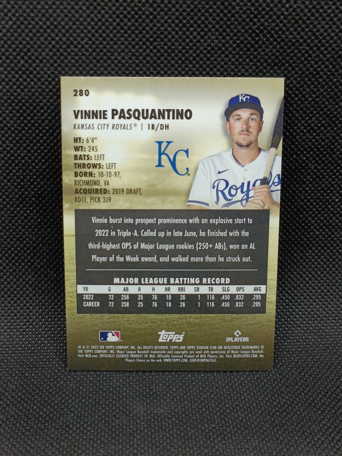 Vinnie Pasquantino - 2023 Topps Stadium Club Rookie - Kansas City Royals