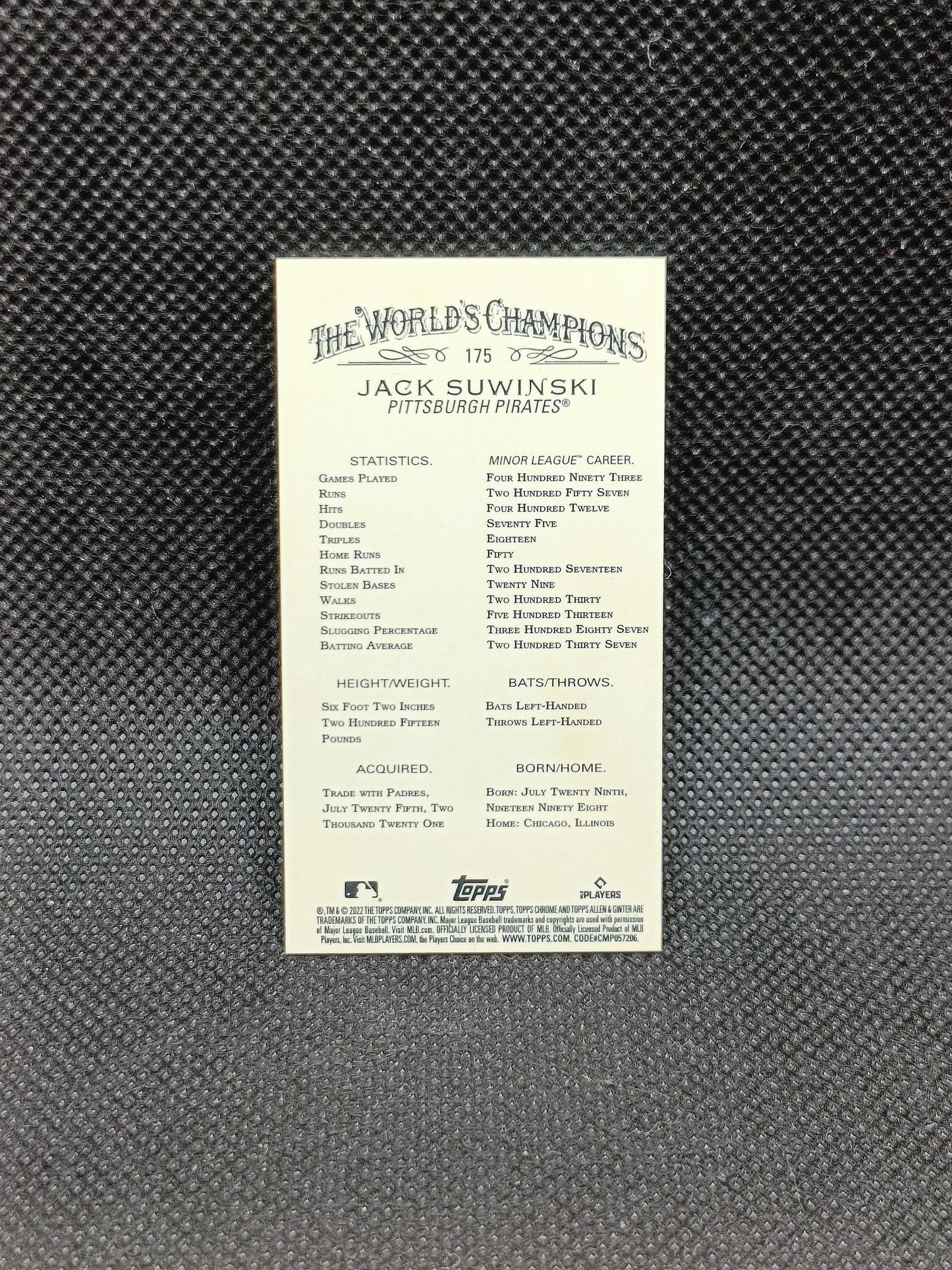 Jack Suwinski - 2022 Allen & Ginter Chrome Rookie Mini - Pittsburgh Pirates