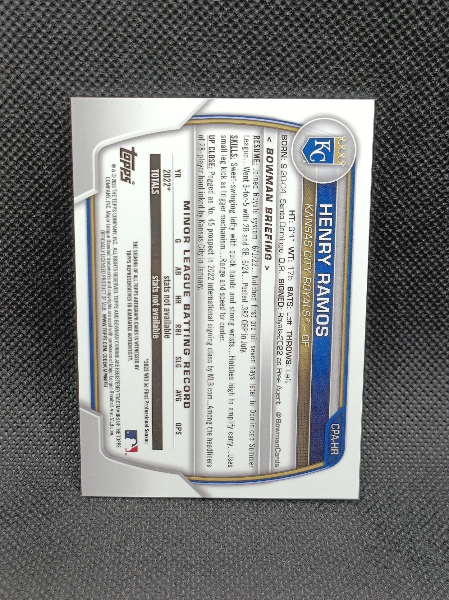 Henry Ramos - 2023 Bowman Chrome 1st Bowman Auto Orange Shimmer /25 - Kansas City Royals