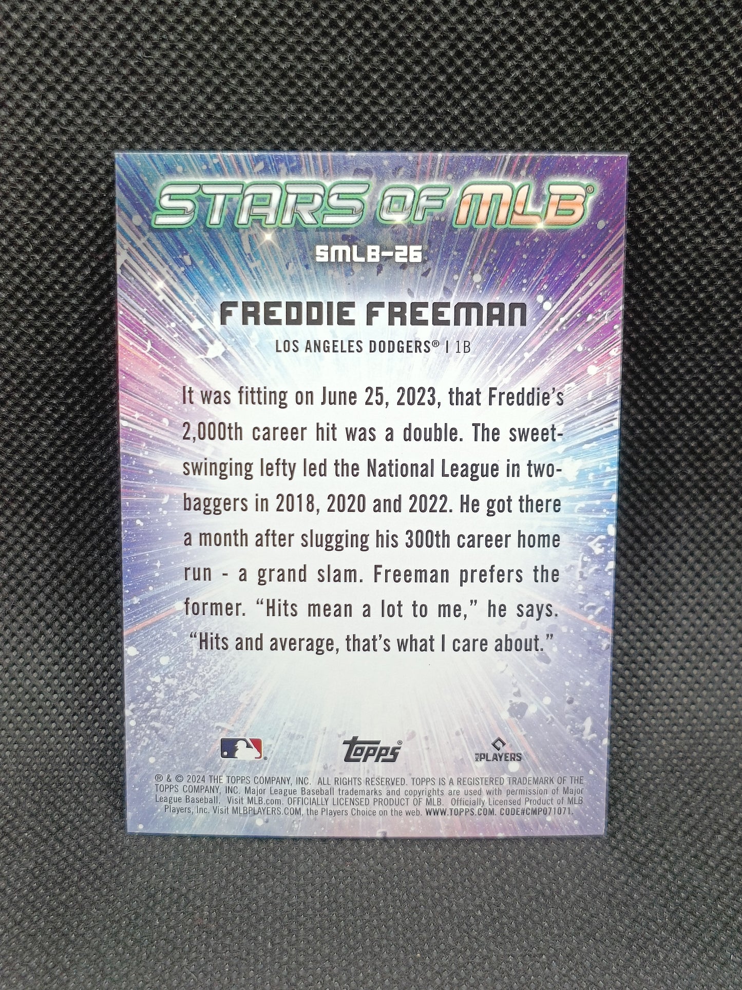 Freddie Freeman - 2024 Topps Series One Stars Of MLB Insert - LA Dodgers