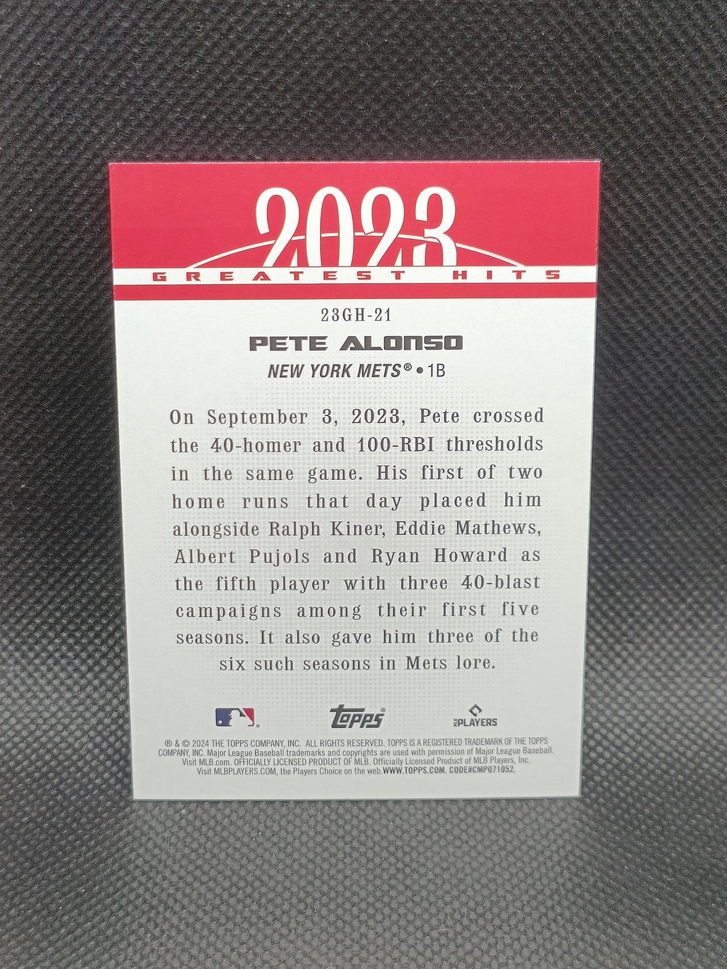 Pete Alonso - 2023 Topps Series 1 Greatest Hits Insert - New York Mets