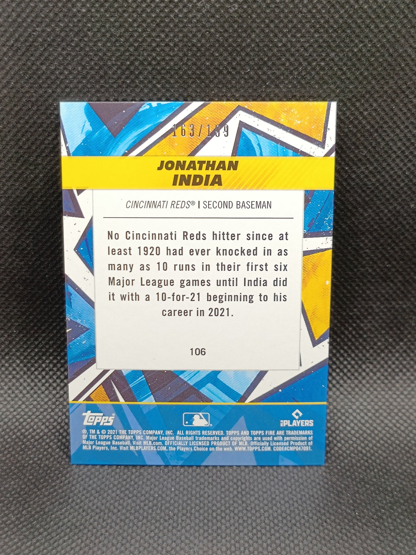 Jonathan India - 2021 Topps Fire Rookie Green /199 - Cincinnati Reds