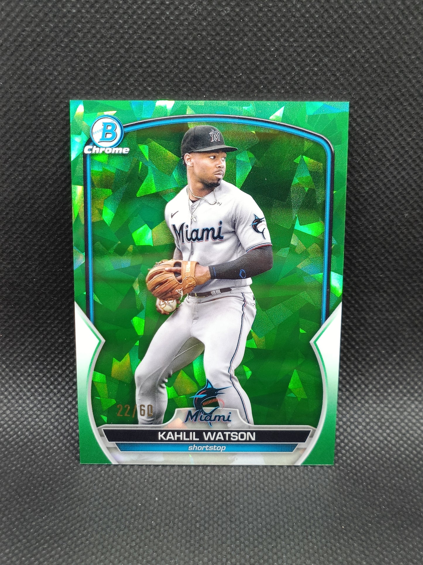 Kahlil Watson - 2023 Bowman Chrome Sapphire Edition Green /60 - Miami Marlins