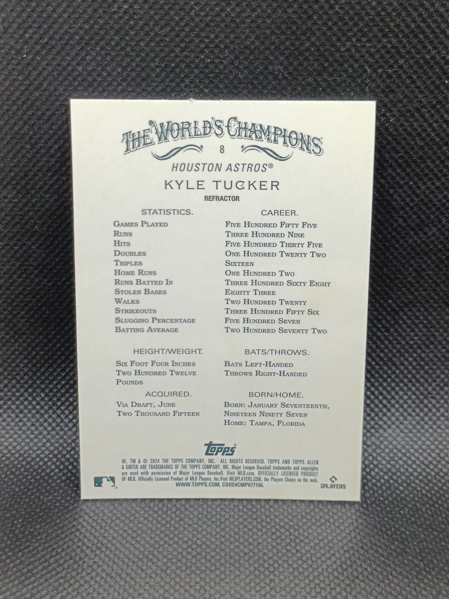 Kyle Tucker - 2024 Allen & Ginter Chrome Refractor - Houston Astros