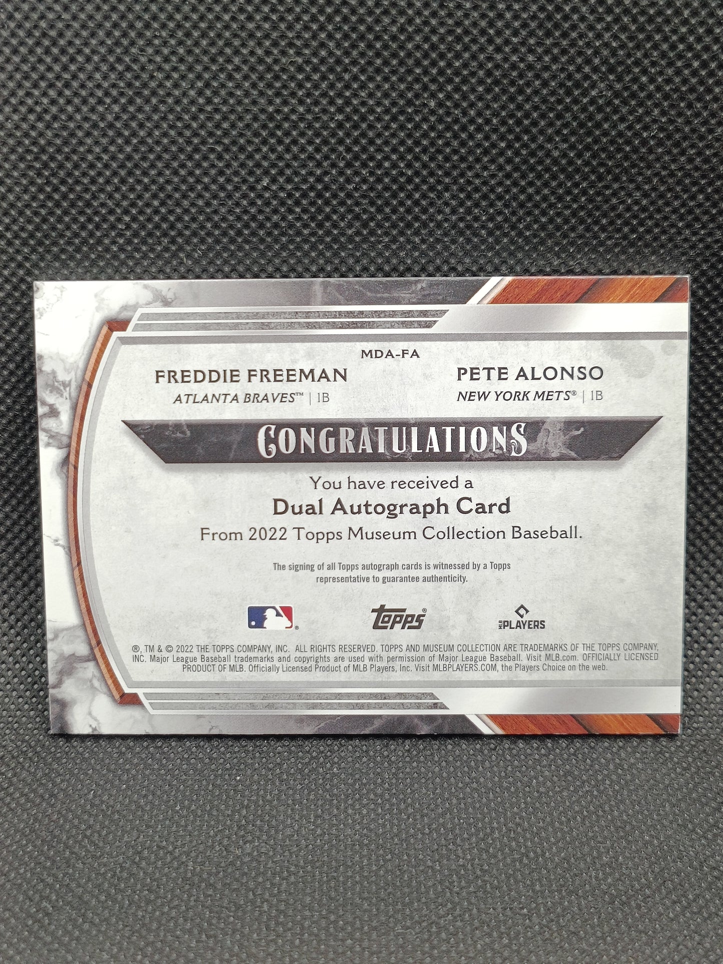 Freddie Freeman & Pete Alonso - 2022 Topps Museum Dual Auto /15 - Atlanta Braves & New York Mets