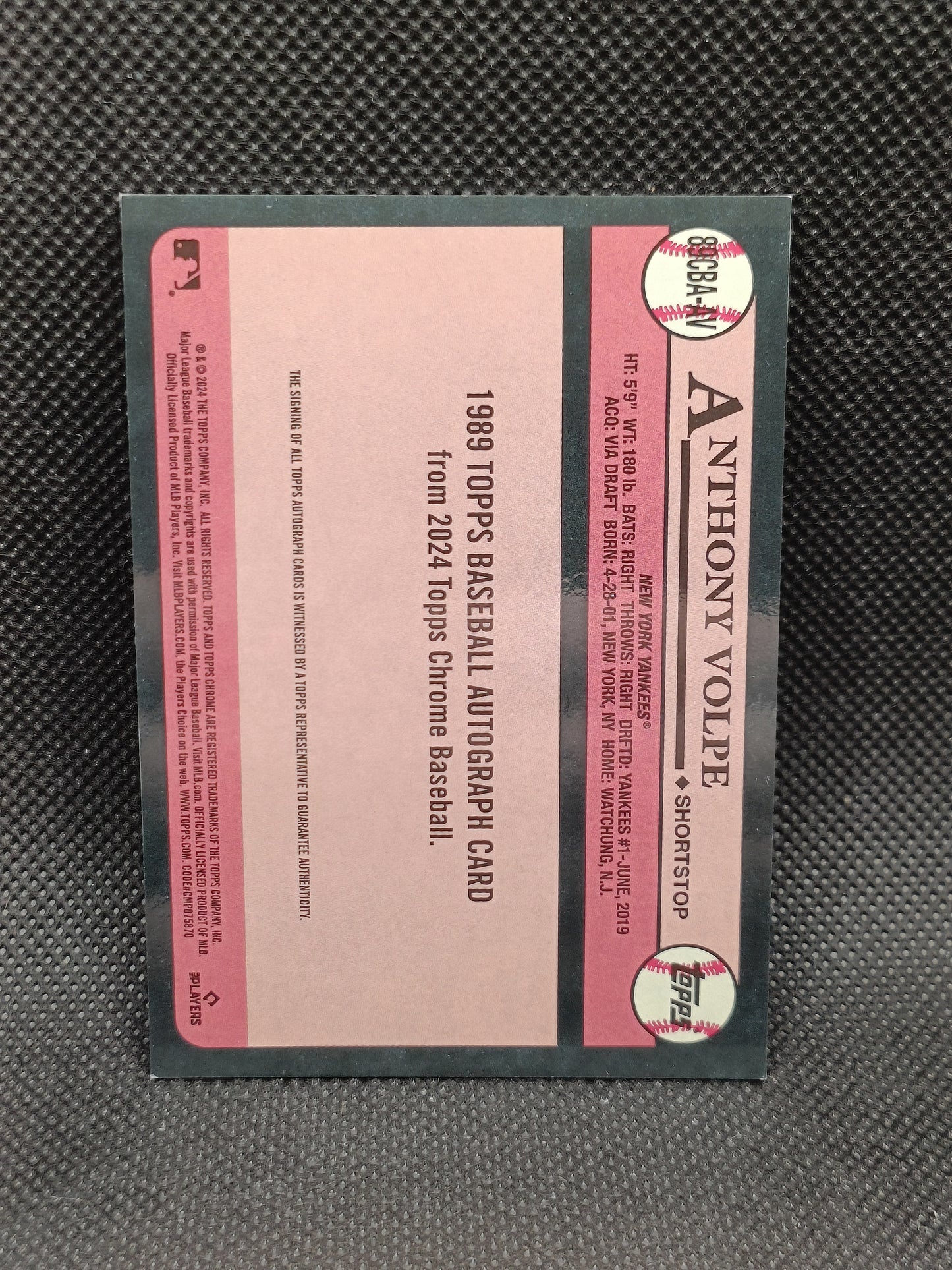 Anthony Volpe - 2024 Topps Chrome 1989 Auto Refractor /50 - New York Yankees