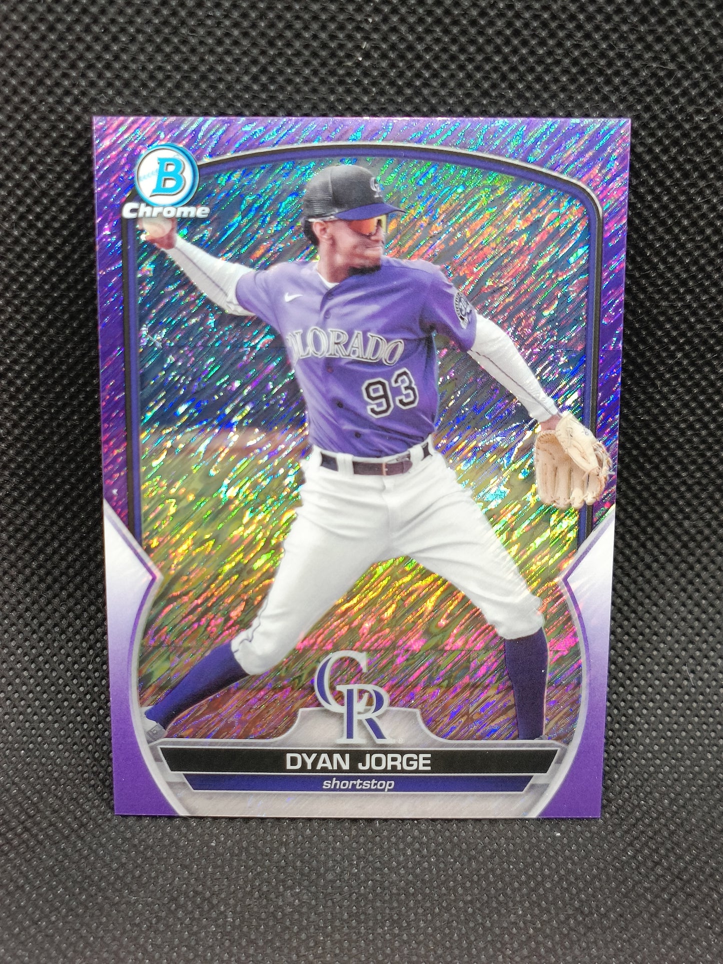 Dyan Jorge - 2023 Bowman Chrome Purple Shimmer Refractor /250 - Colorado Rockies