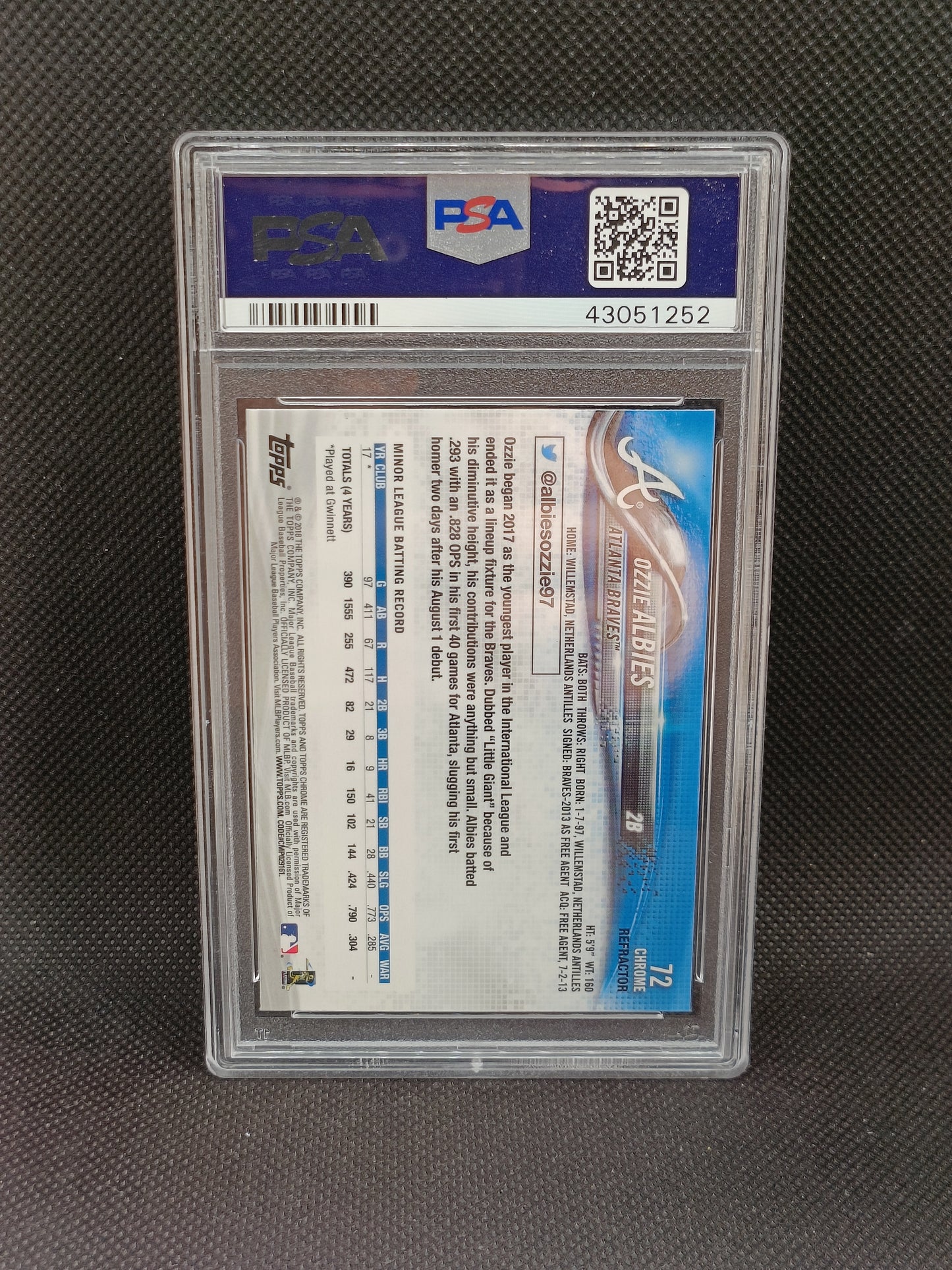 Ozzie Albies - 2018 Topps Chrome Rookie Refractor - PSA 10 - Atlanta Braves