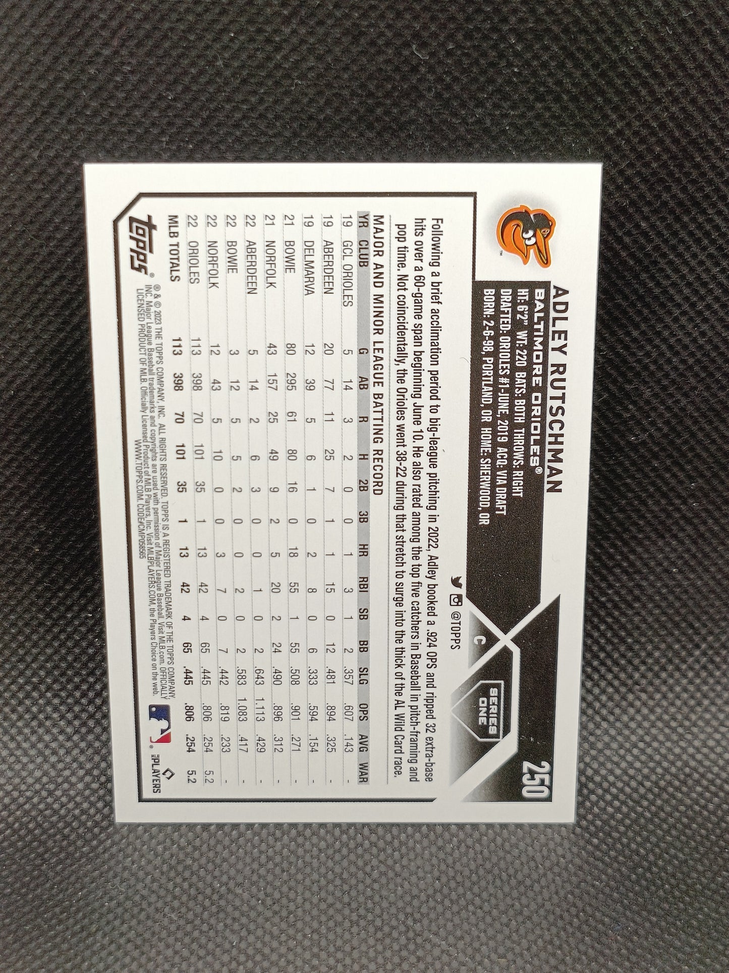 Adley Rutschman - 2023 Topps Series One Rookie - Baltimore Orioles