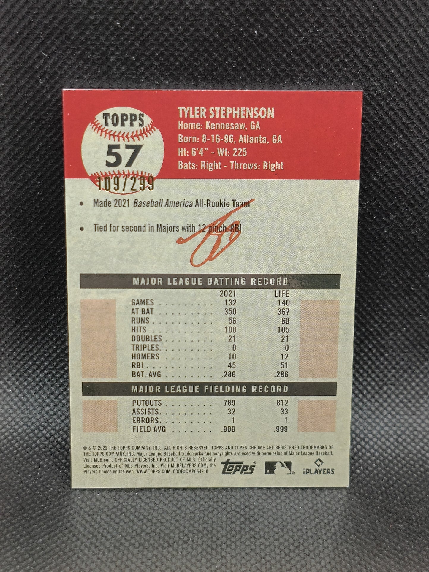 Tyler Stephenson - 2022 Topps Chrome Platinum Anniversary Aqua Lava /299 - Cincinnati Reds