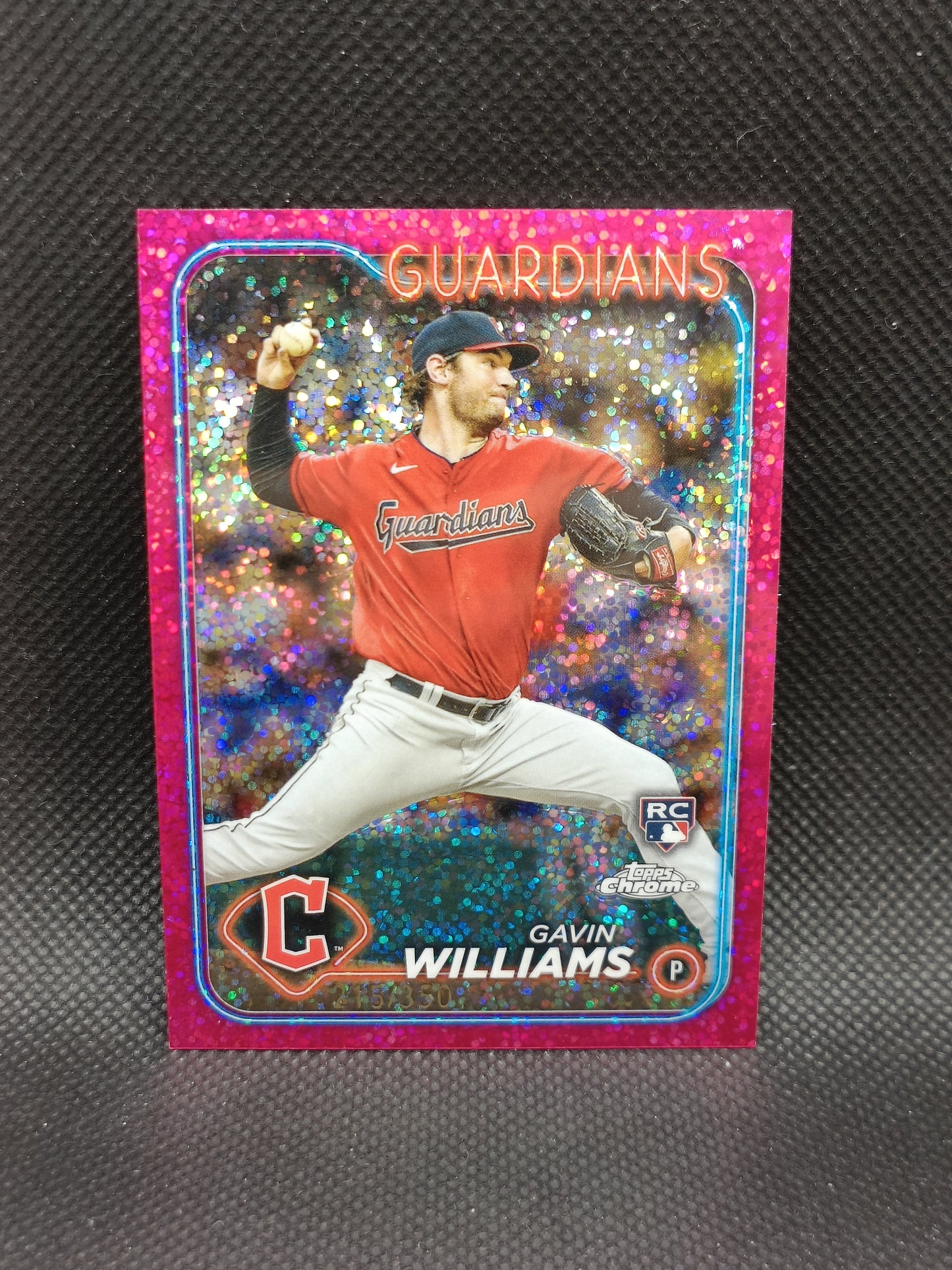 Gavin Williams - 2024 Topps Chrome Rookie Magenta Speckle Refractor /350 - Cleveland Guardians
