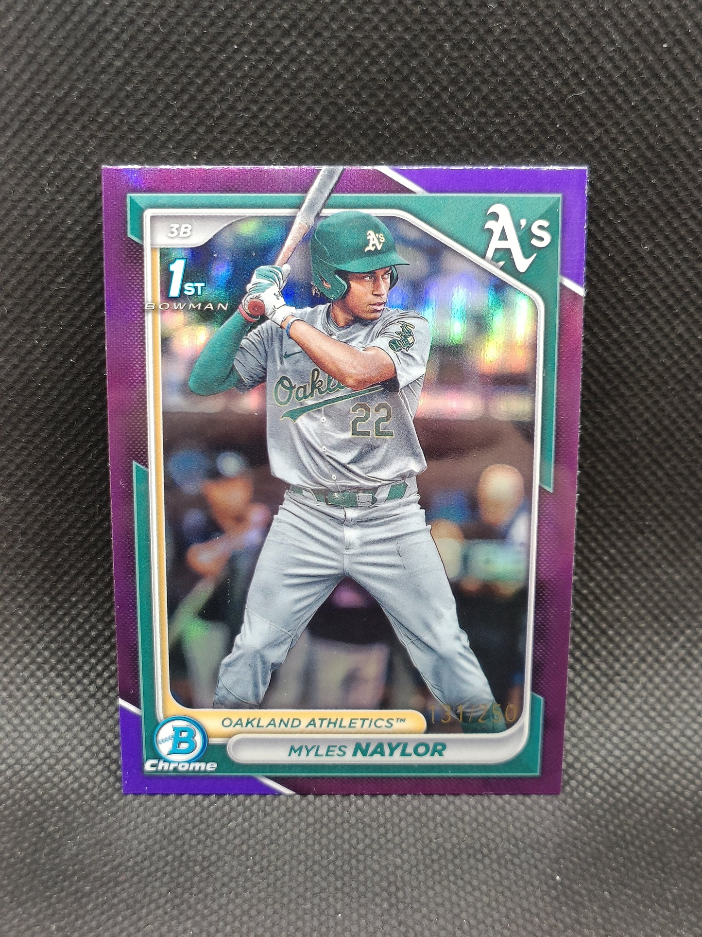 Myles Naylor - 2024 Bowman Chrome 1st Bowman Purple Refractor /250 - Oakland Athletics