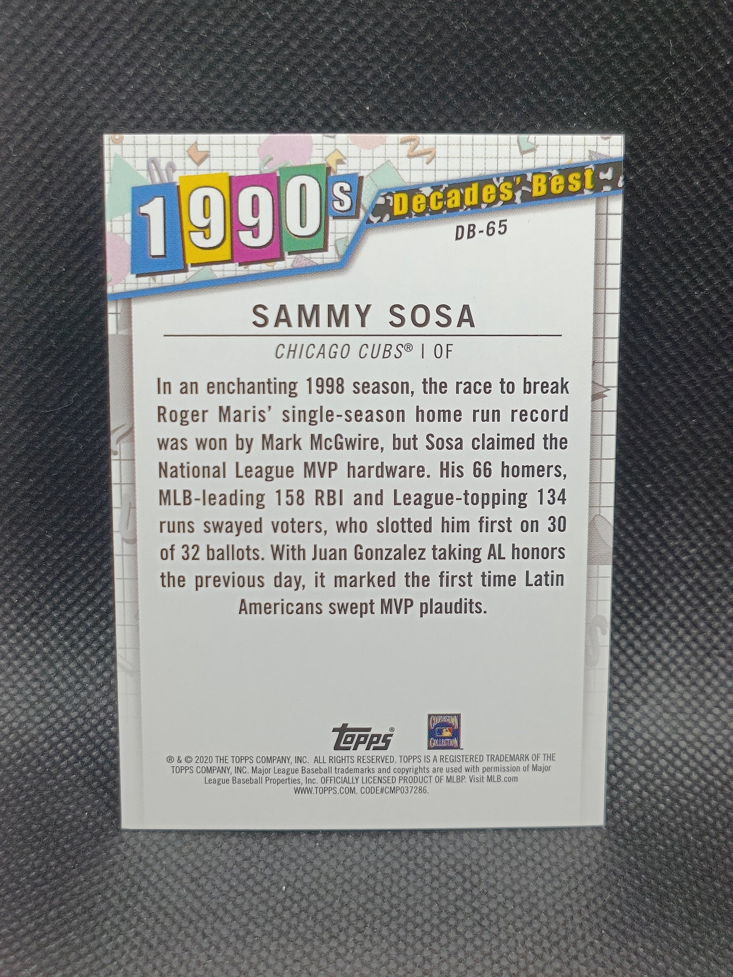Sammy Sosa - 2020 Topps Update Decades Best Insert - Chicago Cubs