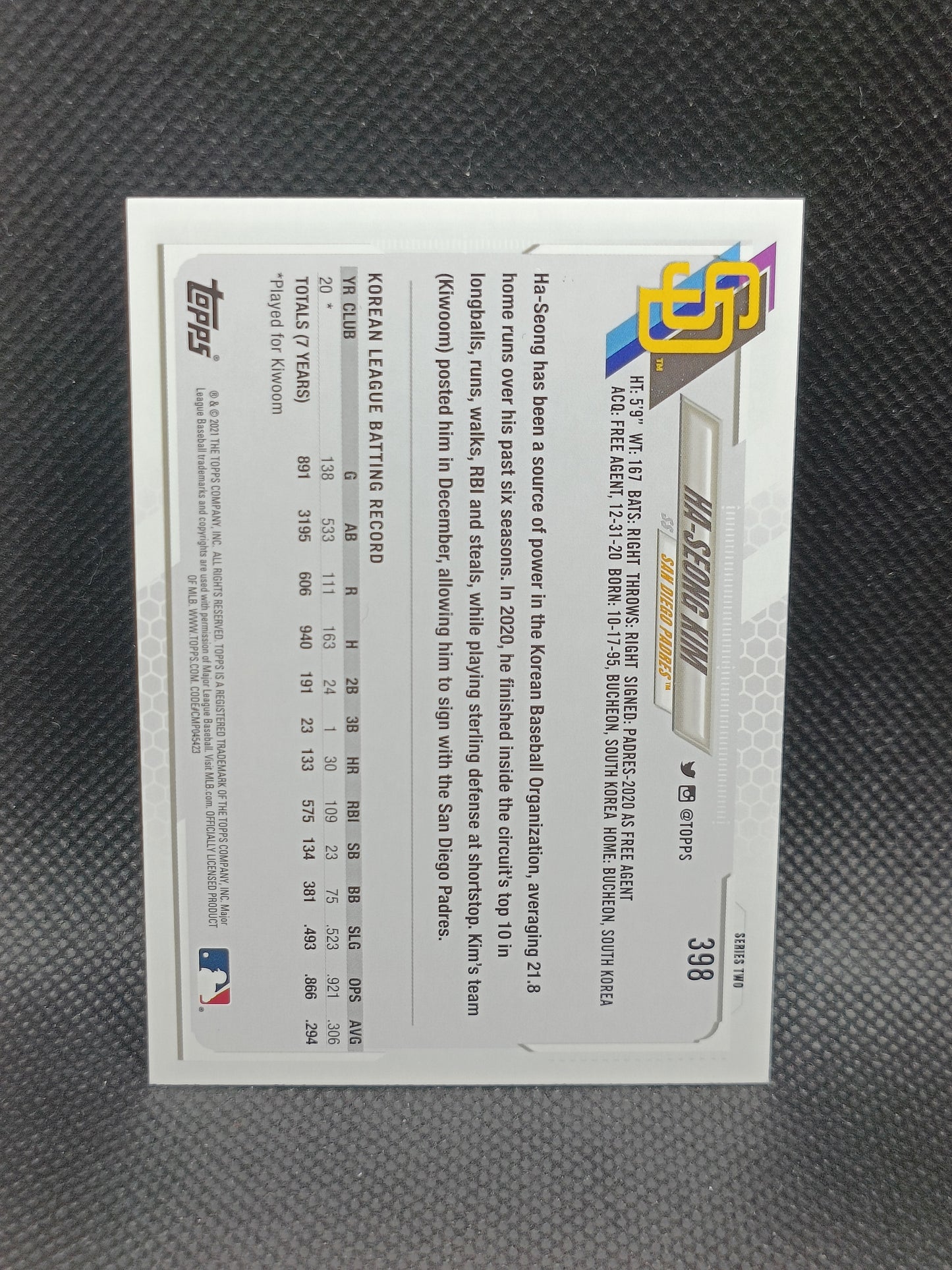 Ha-Seong Kim - 2021 Topps Series Two Rookie Rainbow Foil - San Diego Padres