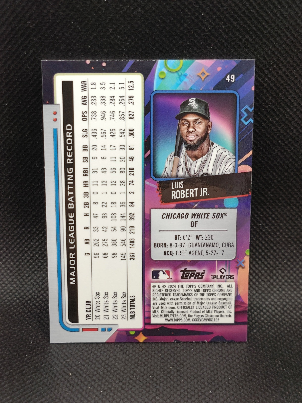 Luis Robert - 2024 Topps Cosmic Chrome Green Space Dust Refractor /75 - Chicago White Sox