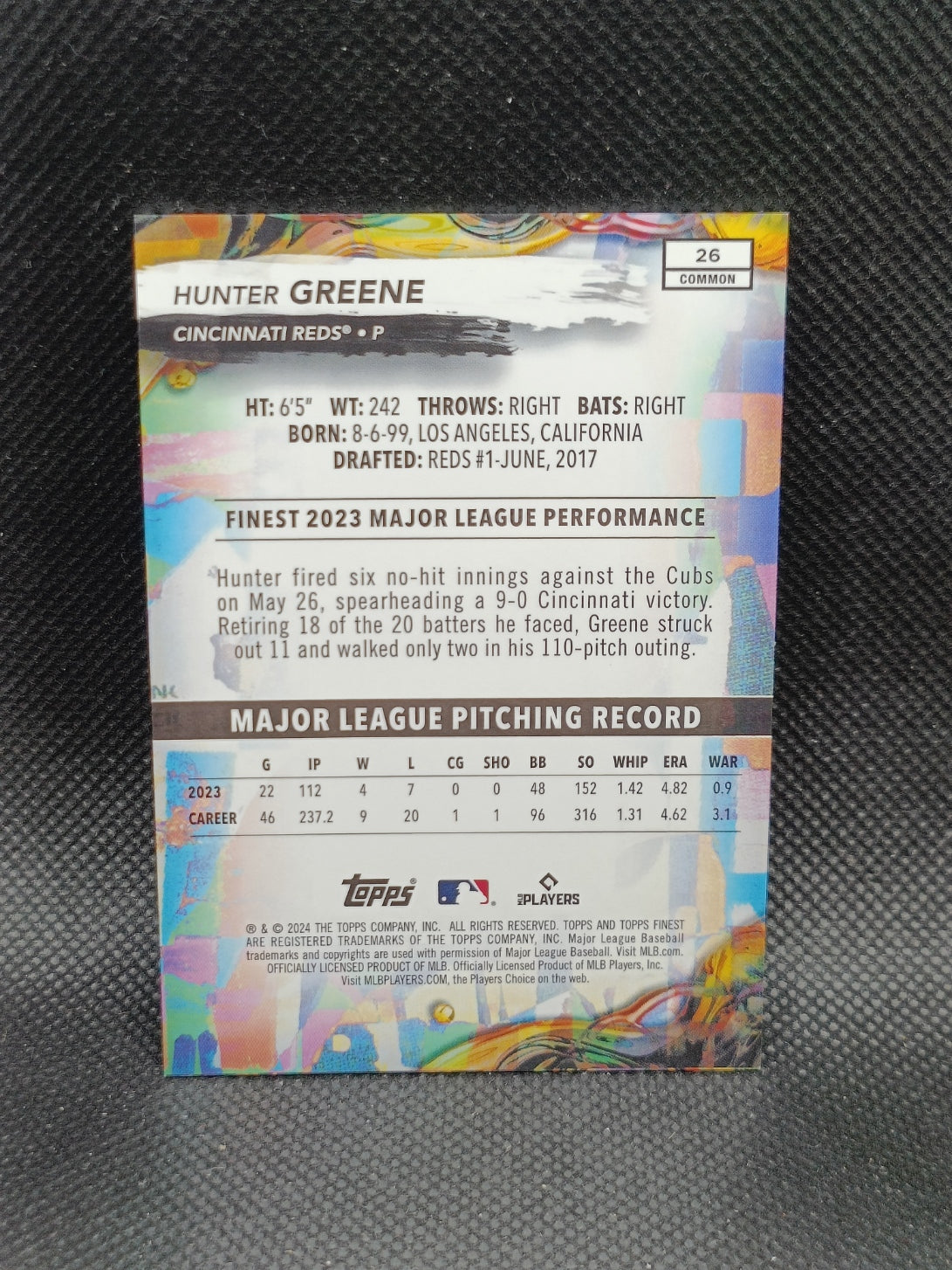Hunter Greene - 2024 Topps Finest Purple Checkerboard Refractor /150 - Cincinnati Reds