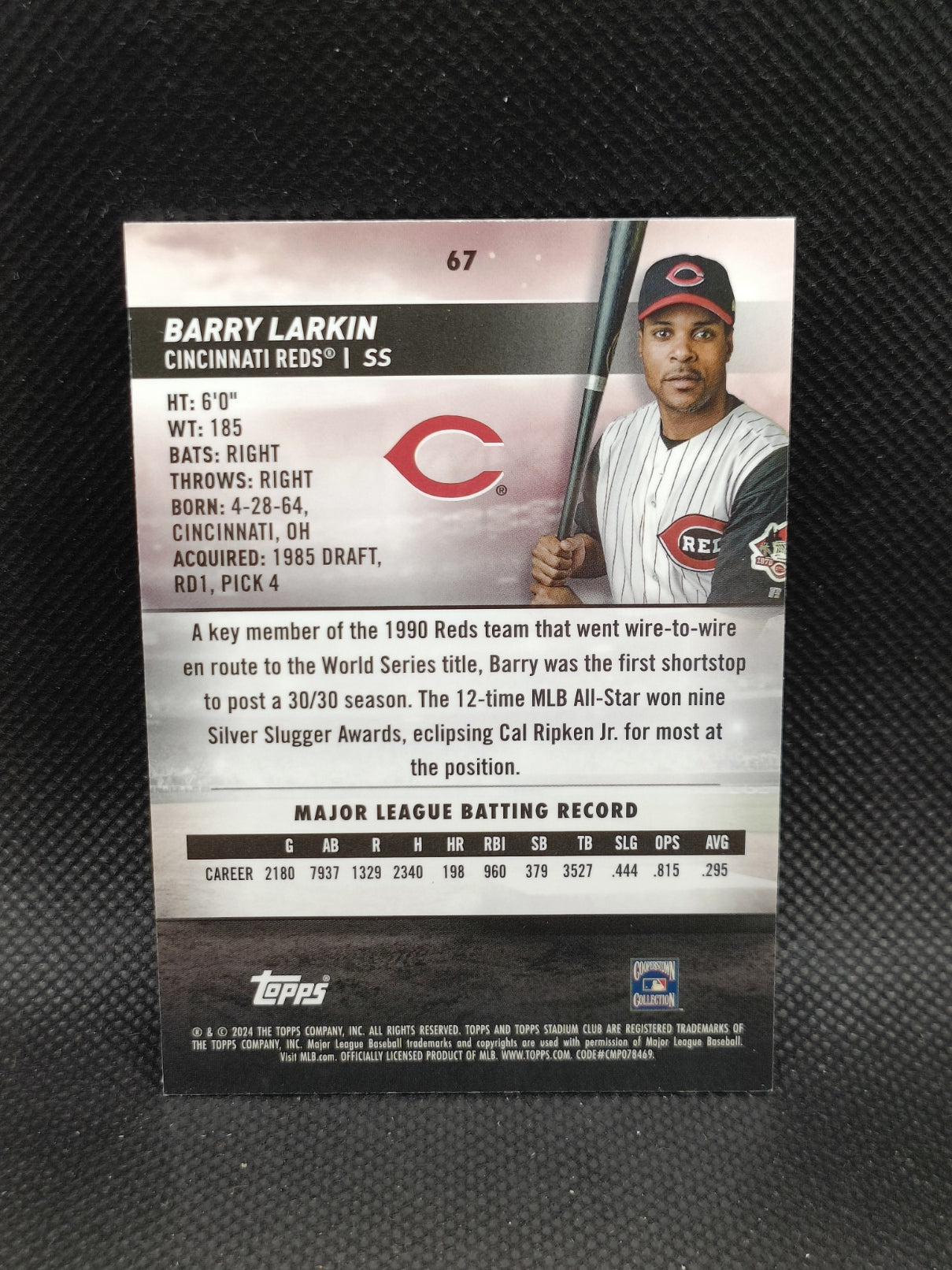 Barry Larkin - 2024 Topps Stadium Club Purple Chrome /75 - Cincinnati Reds