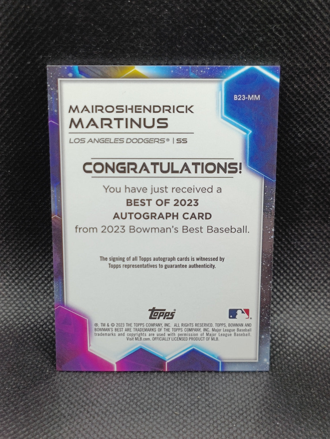 Mairoshendrick Martinus - 2023 Bowman's Best Auto - LA Dodgers
