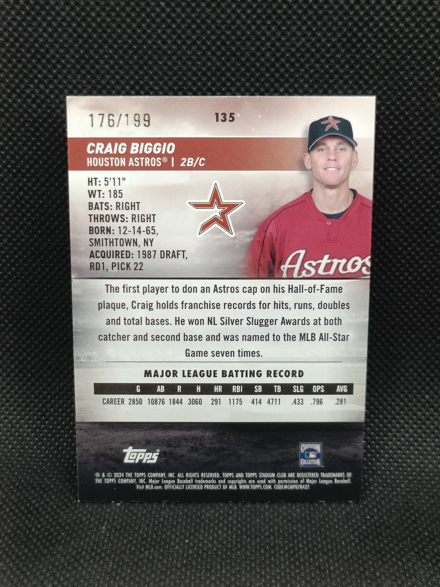 Craig Biggio - 2024 Topps Stadium Club Green Foil /199 - Houston Astros