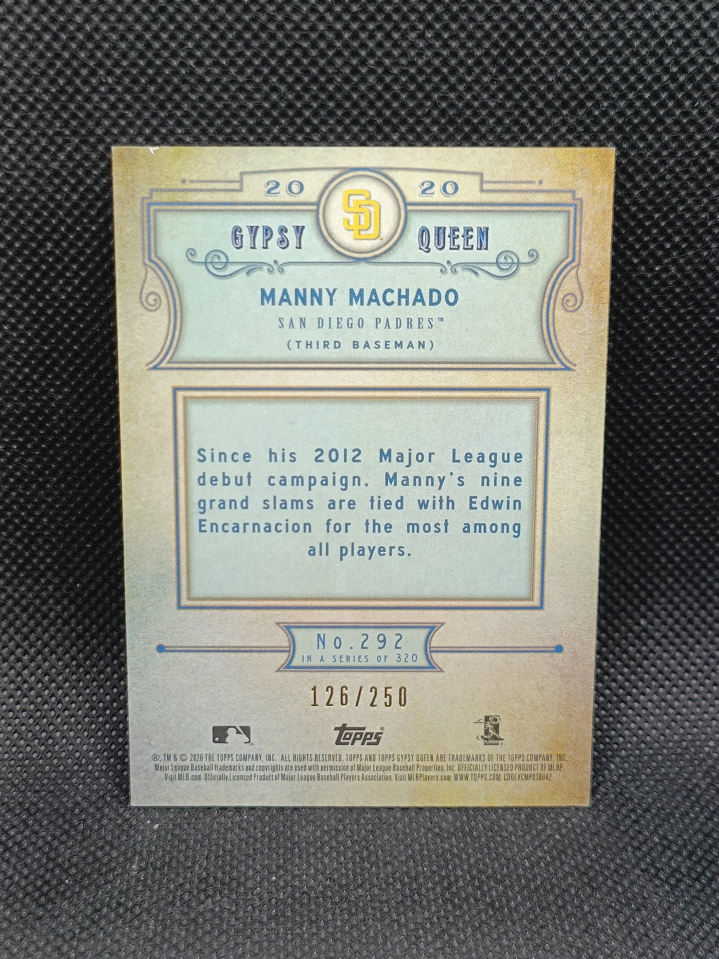 Manny Machado - 2020 Topps Gypsy Queen Indigo /250 - San Diego Padres