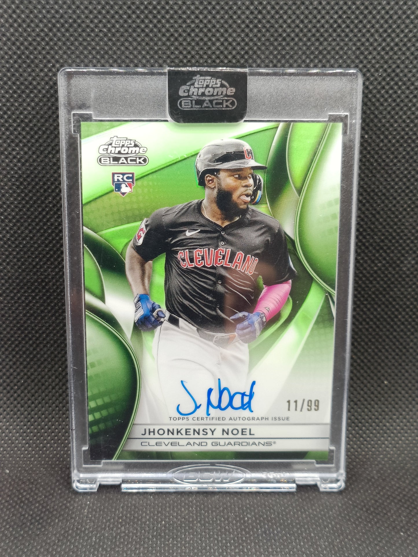 Jhonkensy Noel - 2025 Topps Chrome Black Rookie Auto Green Refractor /99 - Cleveland Guardians