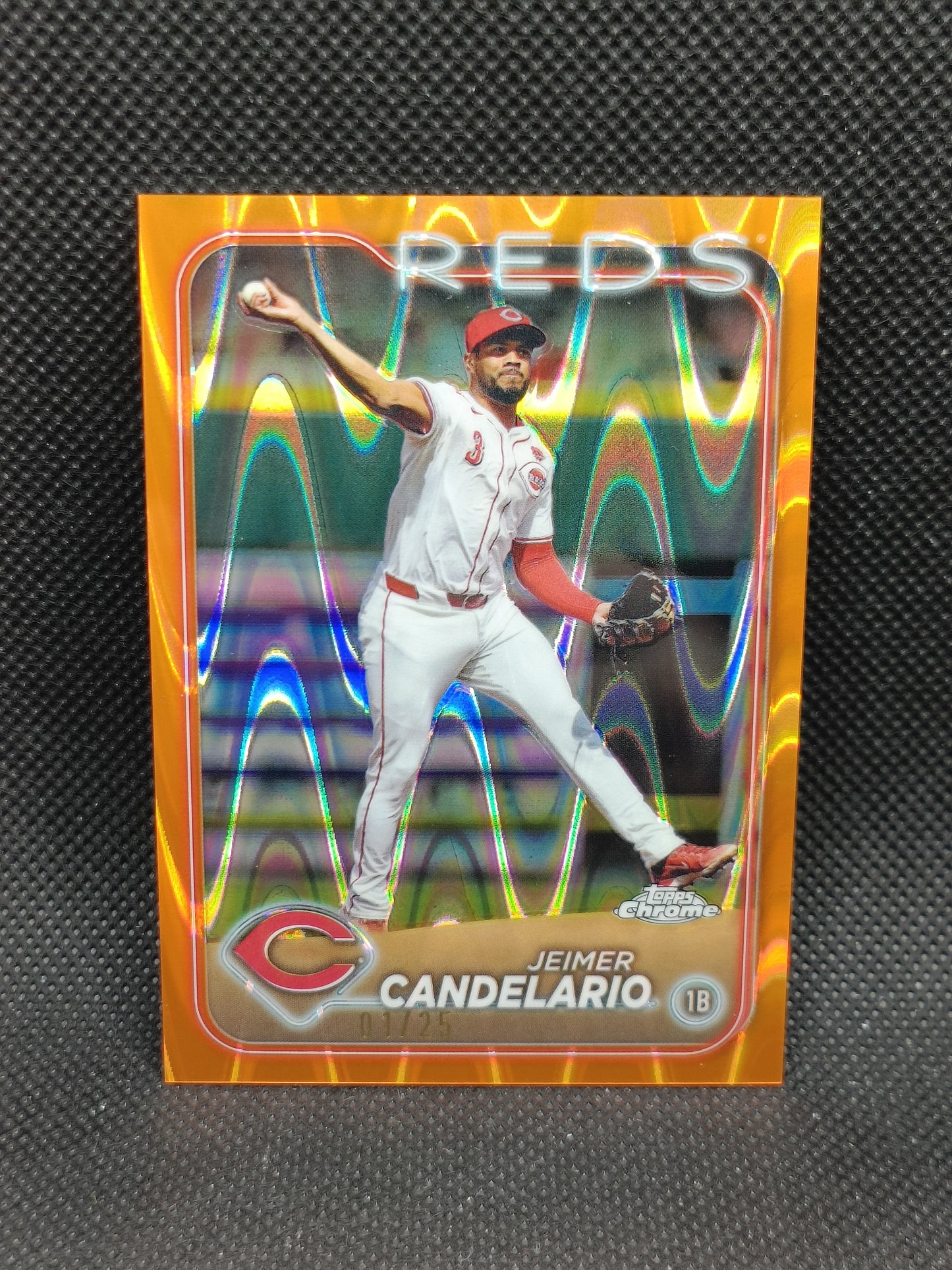 Jeimer Candelario - 2024 Topps Chrome Update Orange RayWave Refractor /25 - Cincinnati Reds