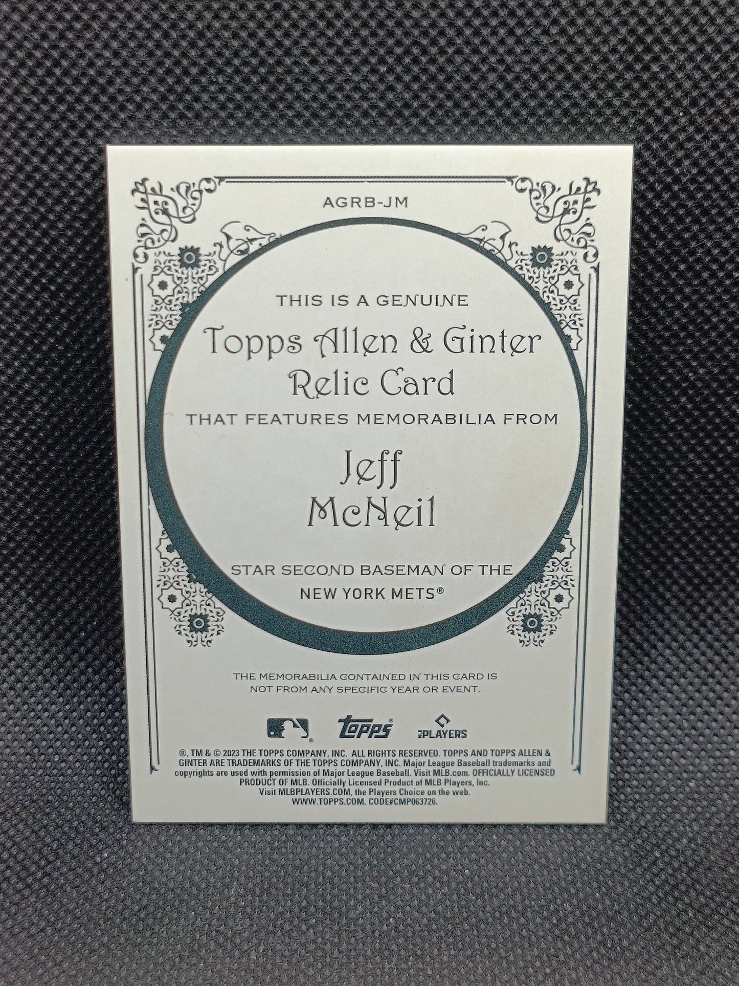 Jeff McNeil - 2023 Allen & Ginter Relic - New York Mets