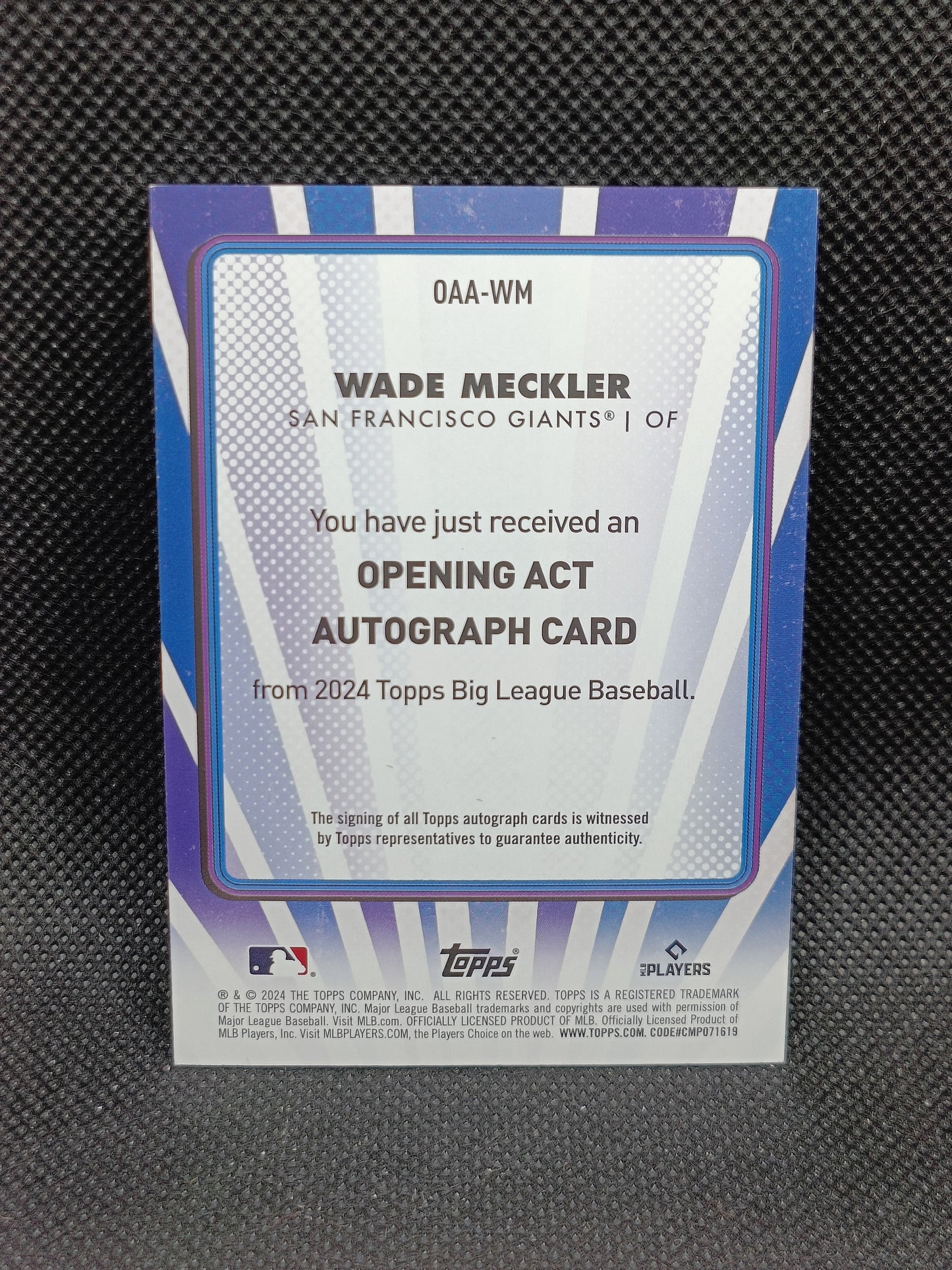 Wade Meckler - 2024 Topps Big League Opening Act Rookie Auto - San Francisco Giants