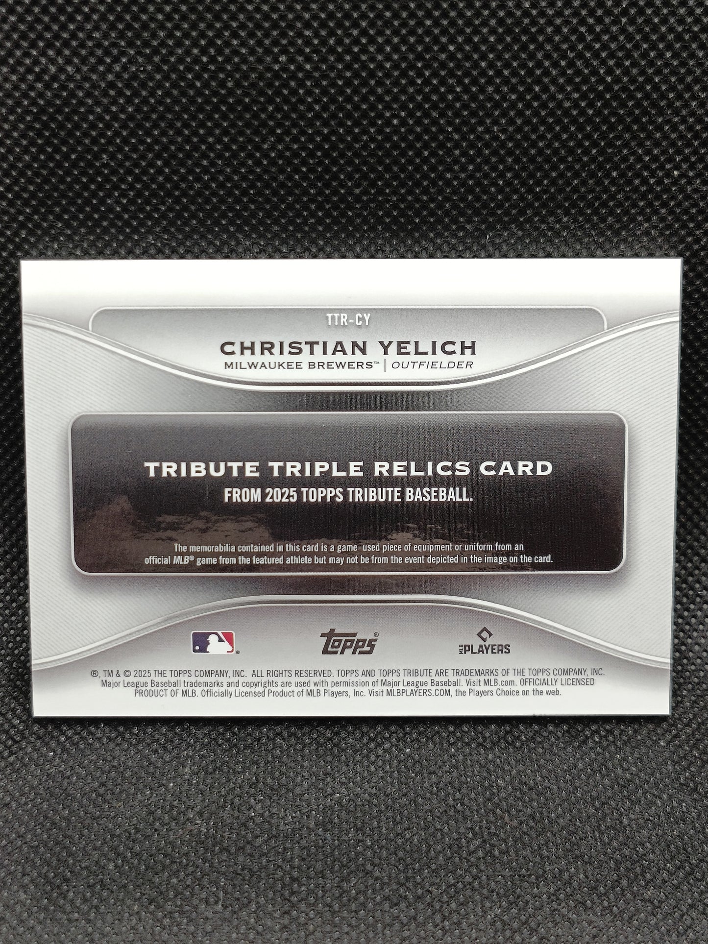 Christian Yelich - 2025 Topps Tribute Triple Relic /150 - Milwaukee Brewers