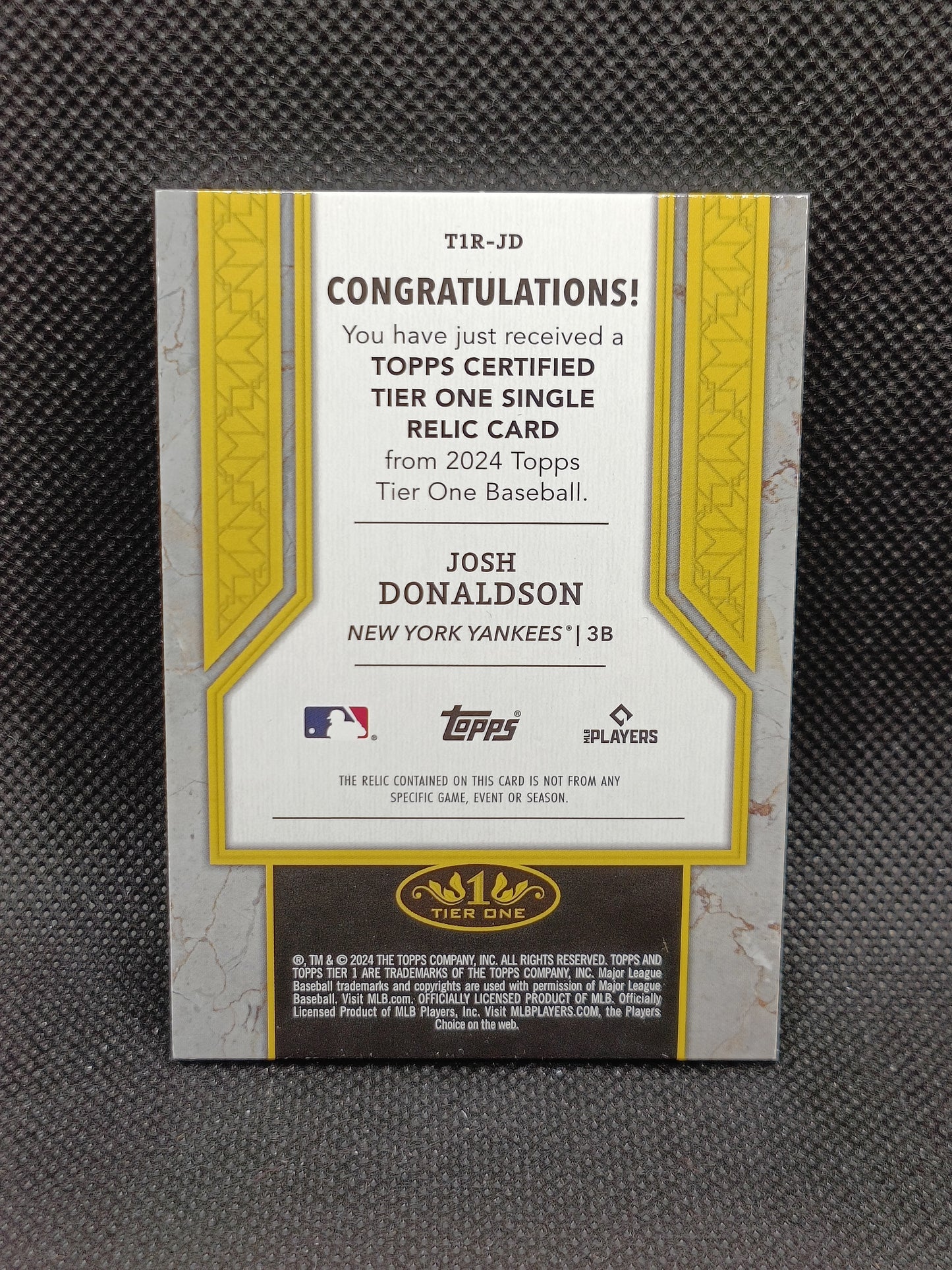 Josh Donaldson - 2024 Topps Tier One Relic /199 - New York Yankees