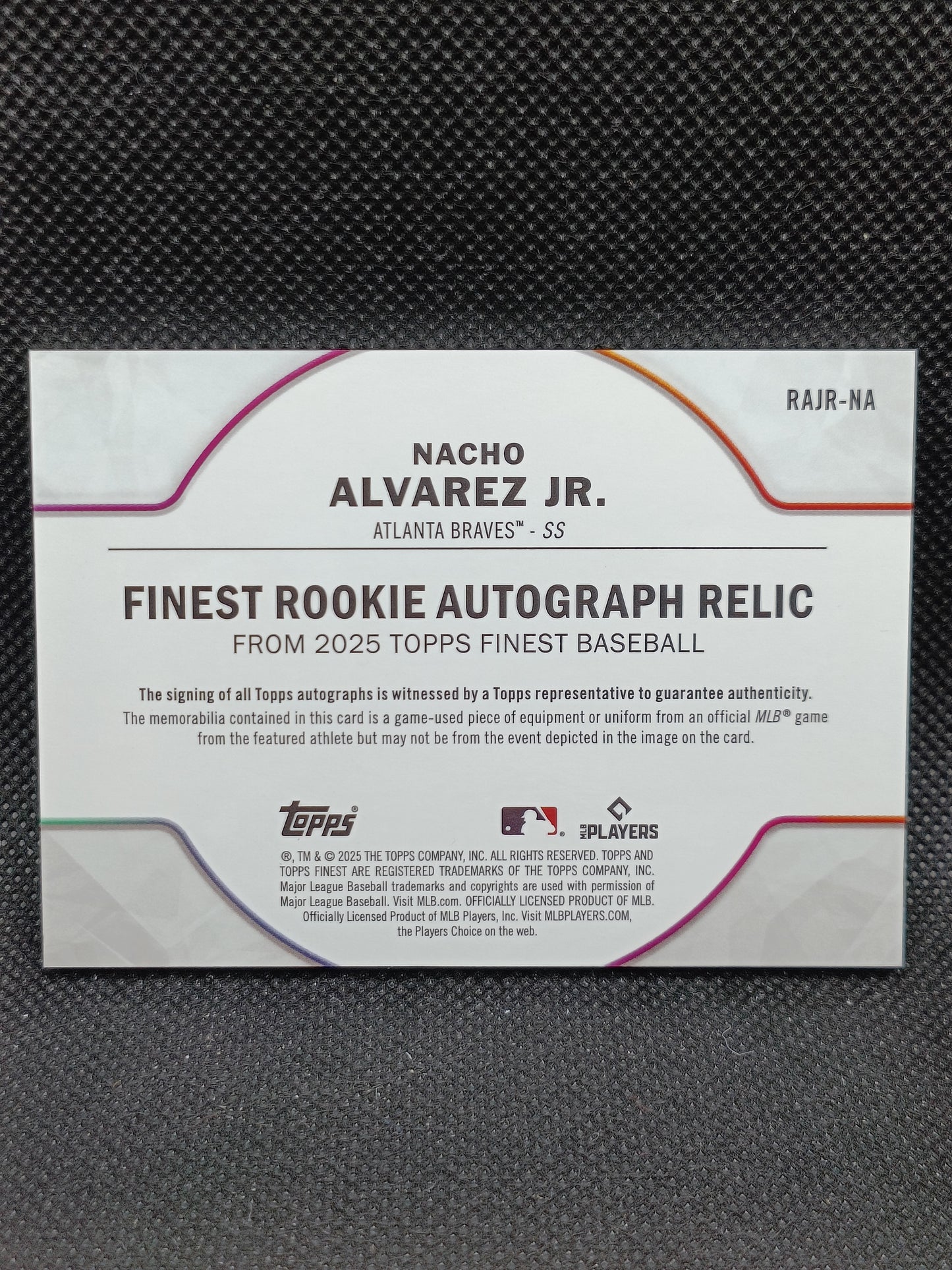 Nacho Alvarez Jr - 2025 Topps Finest Rookie Patch Auto Orange Refractor /25 - Atlanta Braves