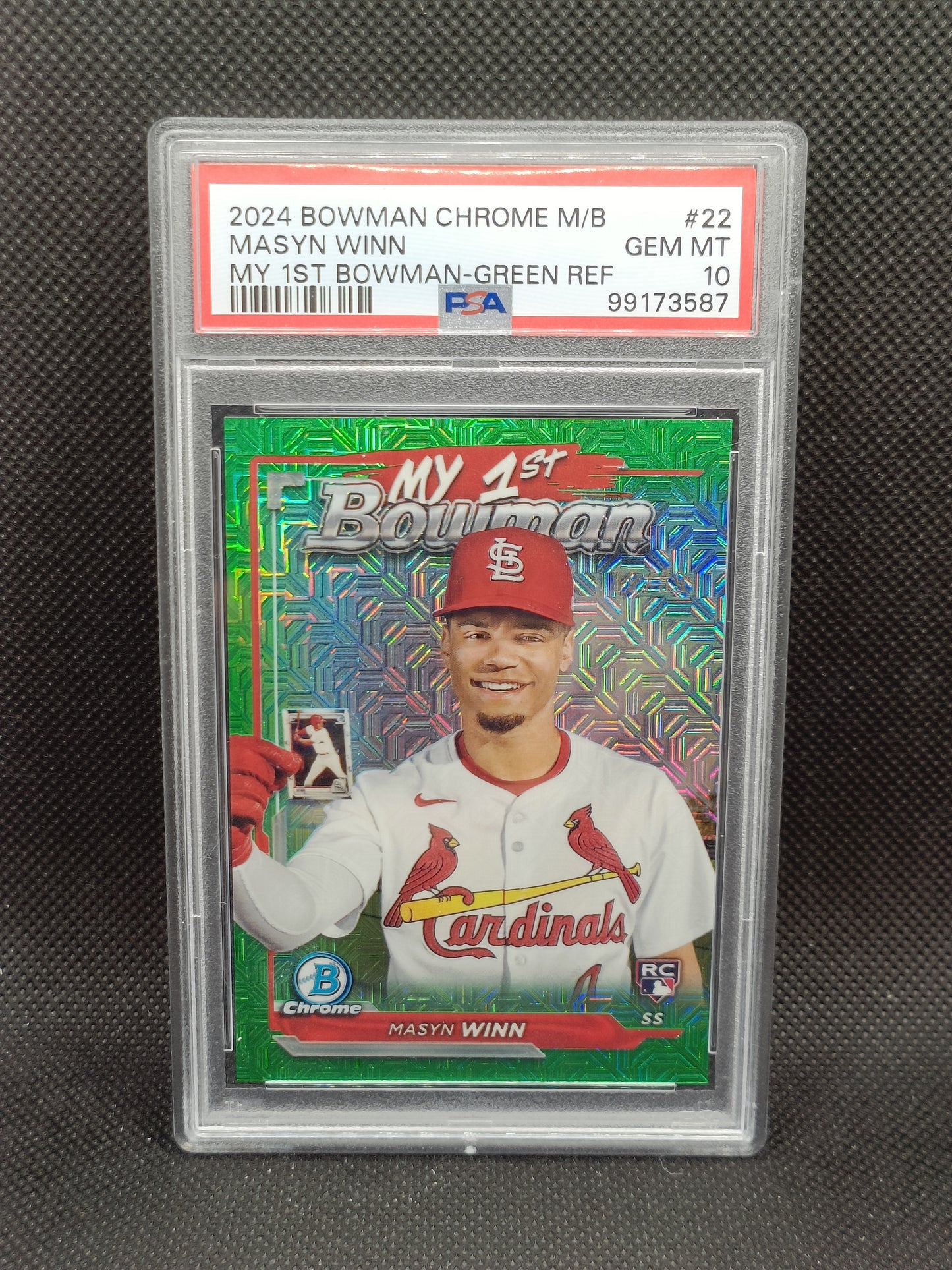 Masyn Winn - 2024 Bowman Chrome My 1st Bowman Rookie Green Mojo /99 - PSA 10 - St Louis Cardinals