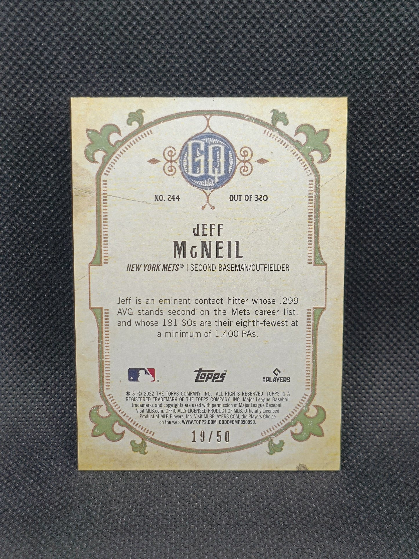 Jeff McNeil - 2022 Topps Gypsy Queen Black & White /50 - New York Mets