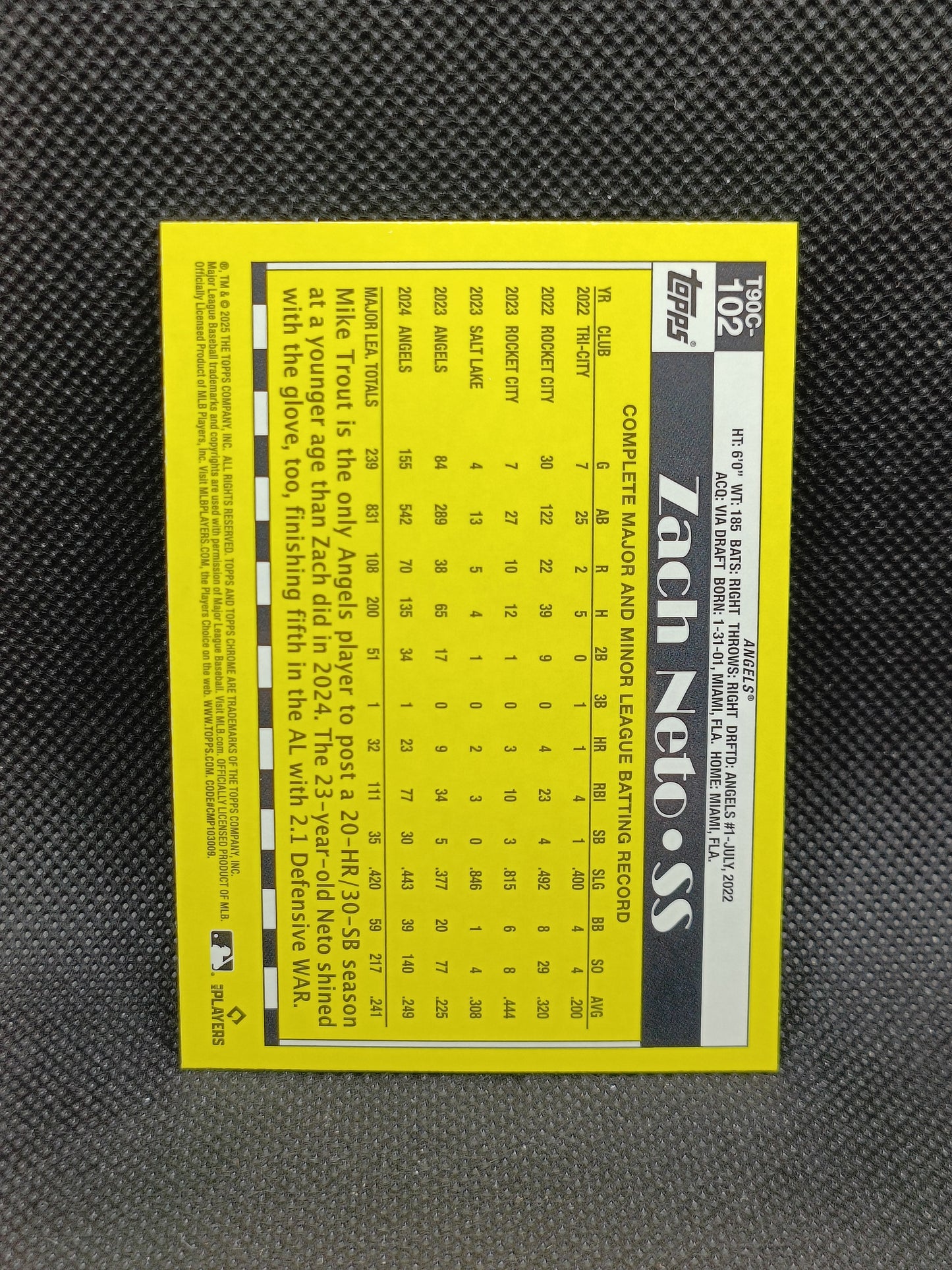 Zach Neto - 2025 Topps Series Two 1990 Silver Pack Chrome - LA Angels