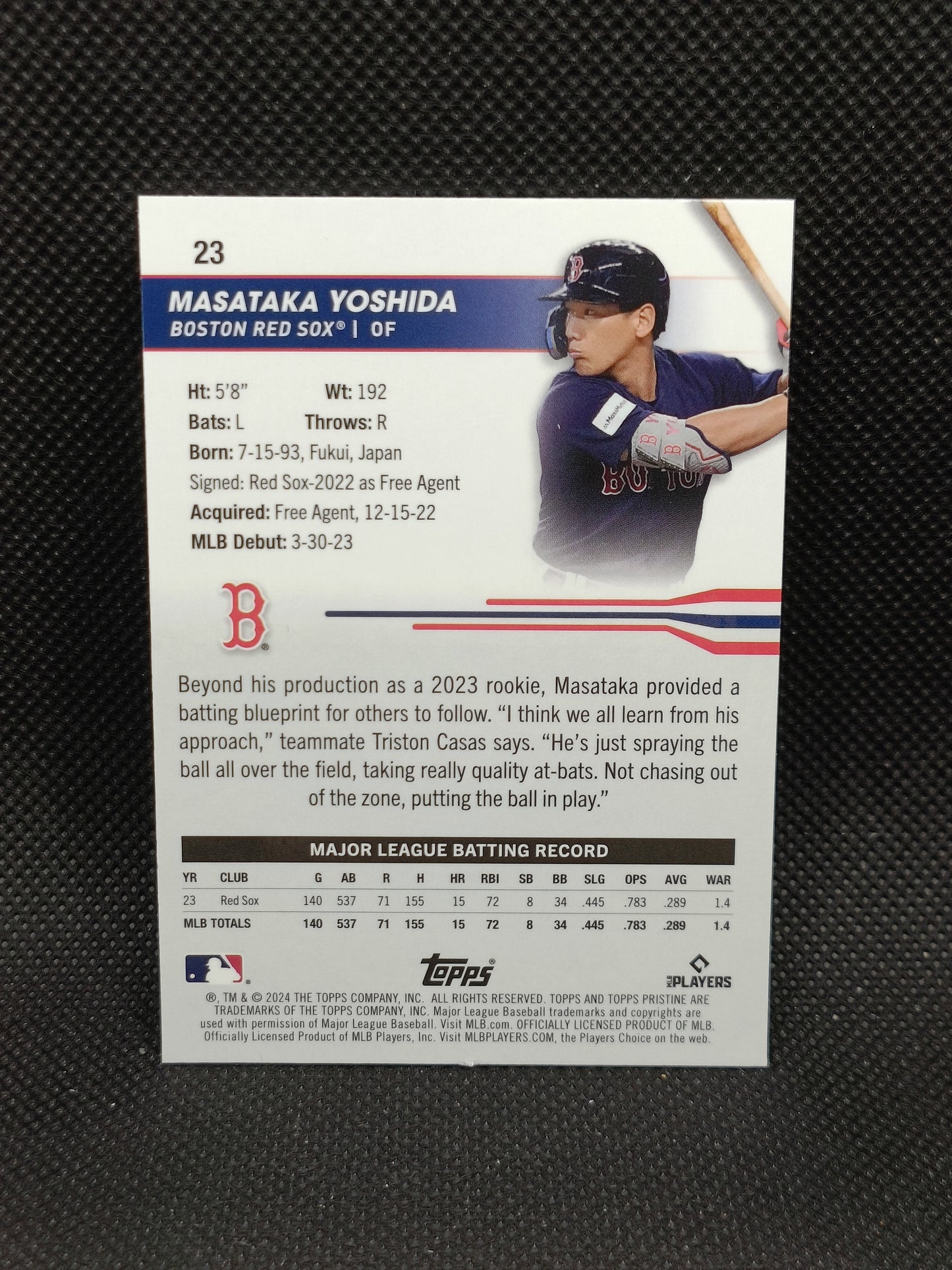 Masataka Yoshida - 2024 Topps Pristine Green Refractor /150 - Boston Red Sox