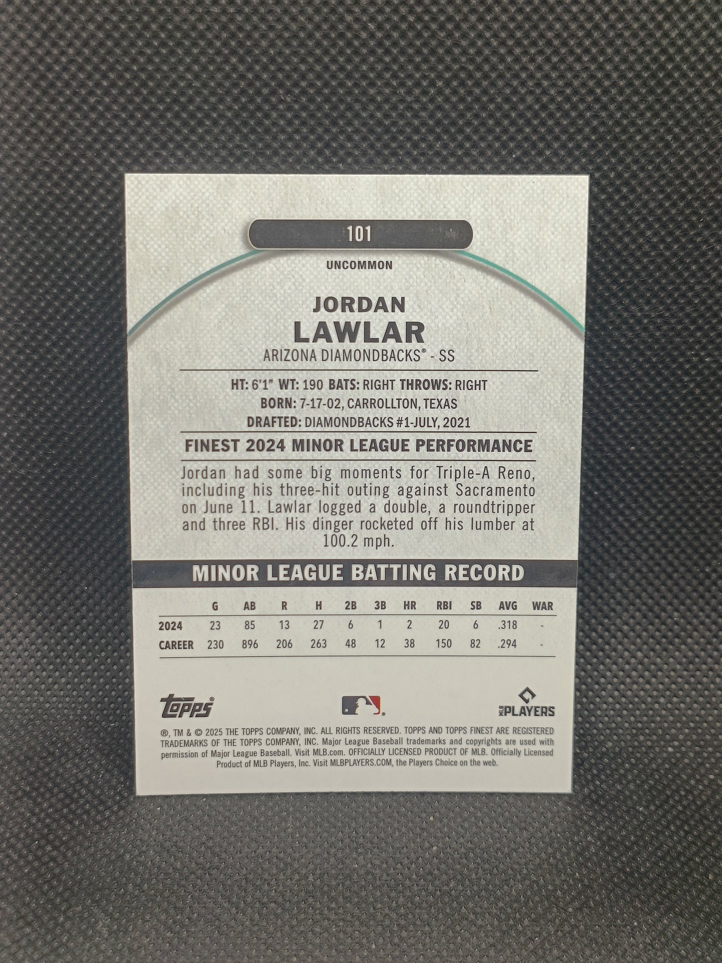 Jordan Lawlar - 2025 Topps Finest Magenta Refractor /300 - Arizona Diamondbacks