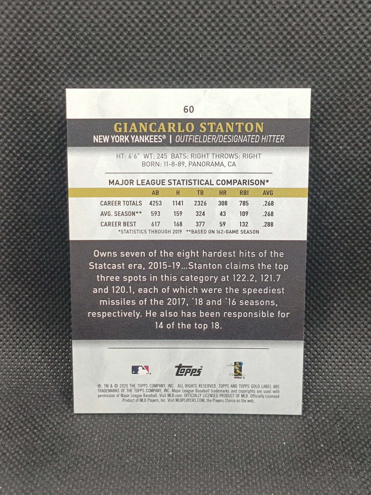 Giancarlo Stanton - 2020 Topps Gold Label Class 1 Red /75 - New York Yankees