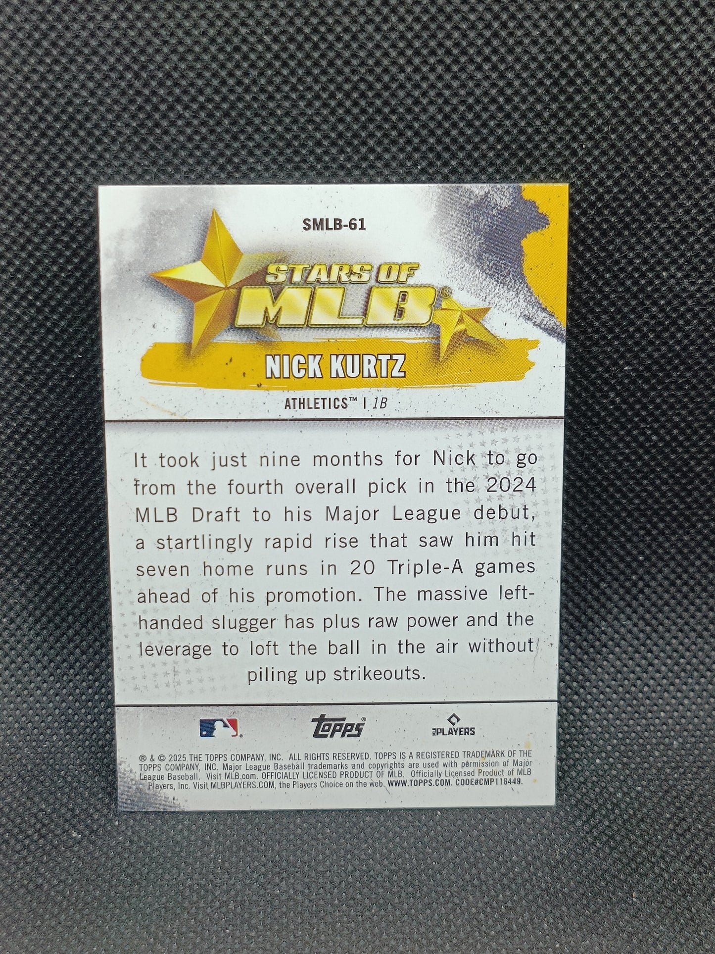 Nick Kurtz - 2025 Topps Update Series Stars Of MLB Rookie - Athletics