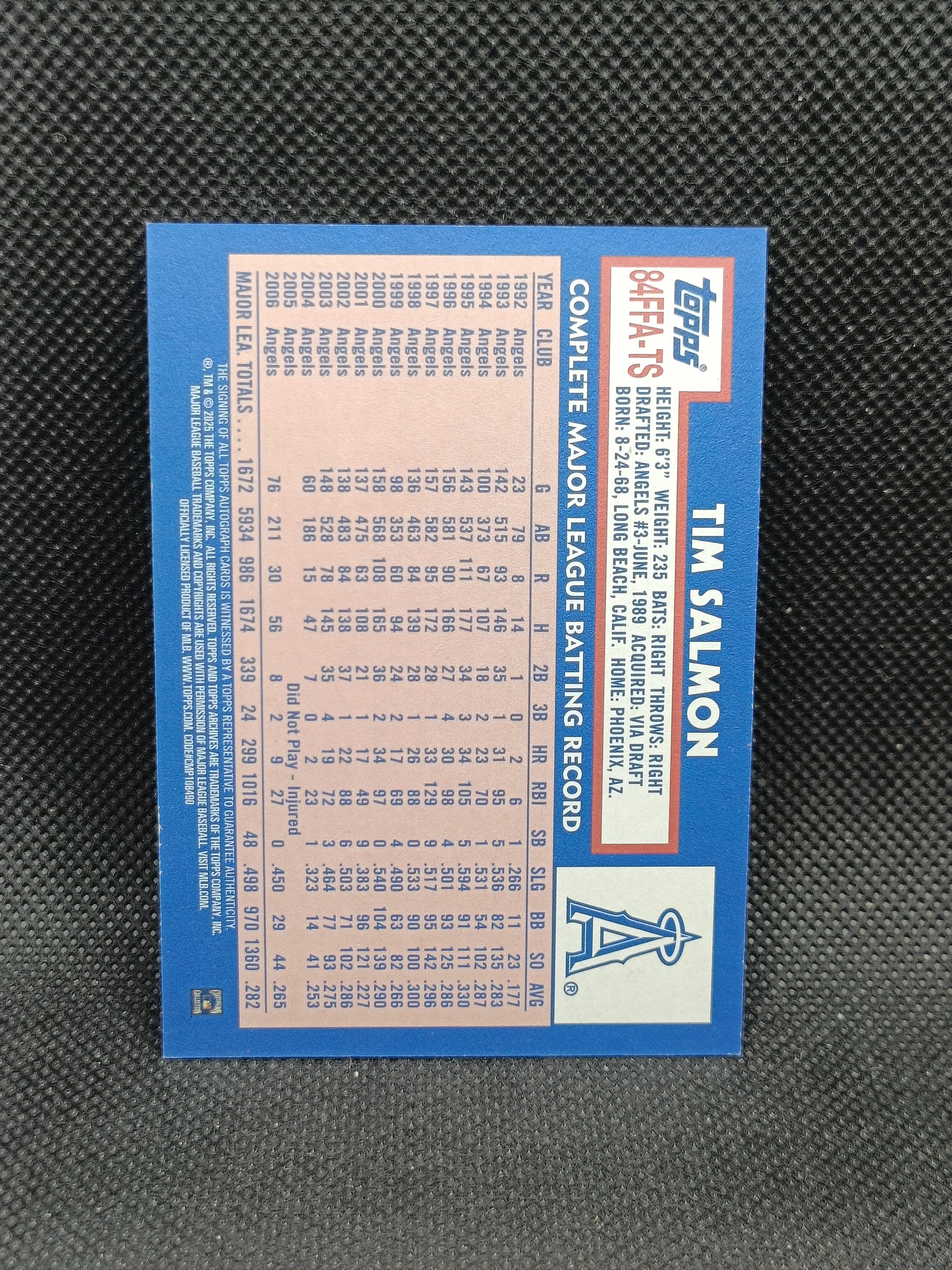 Tim Salmon - 2025 Topps Archives Fan Favorites Auto - LA Angels