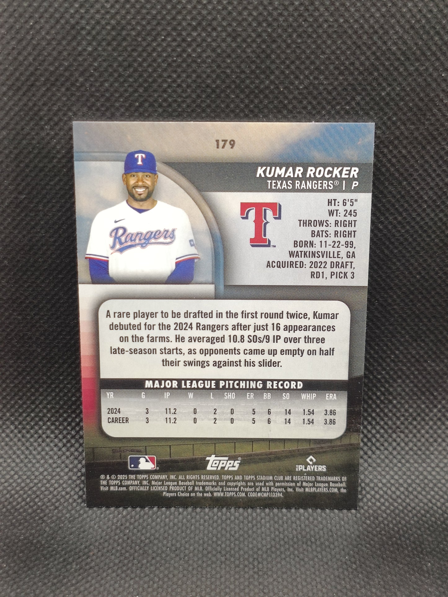 Kumar Rocker - 2025 Topps Stadium Club Rookie Red Foil - Texas Rangers
