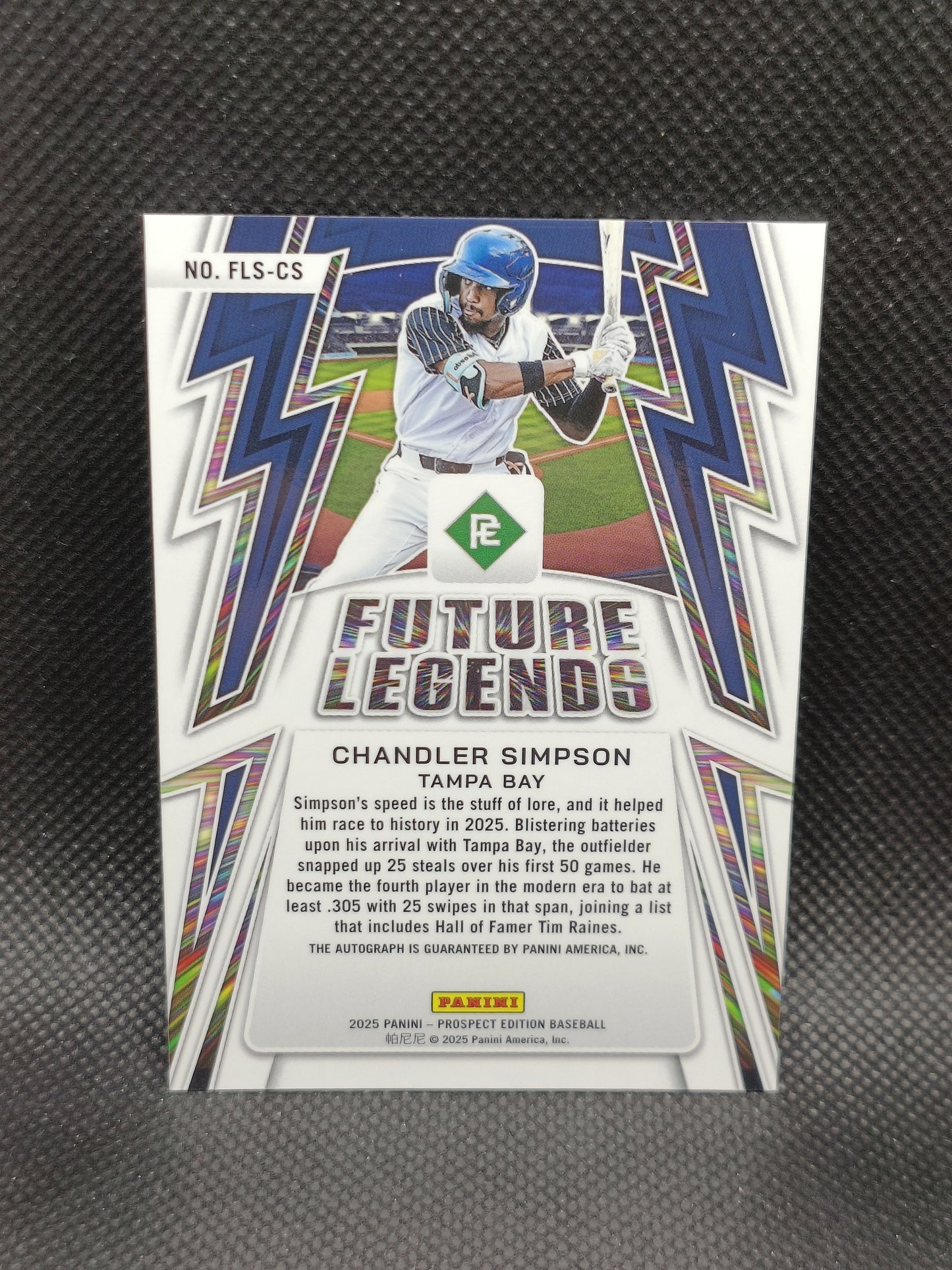 Chandler Simpson - 2025 Panini Prospect Edition Rookie Auto Future Legends - Tampa Bay Rays