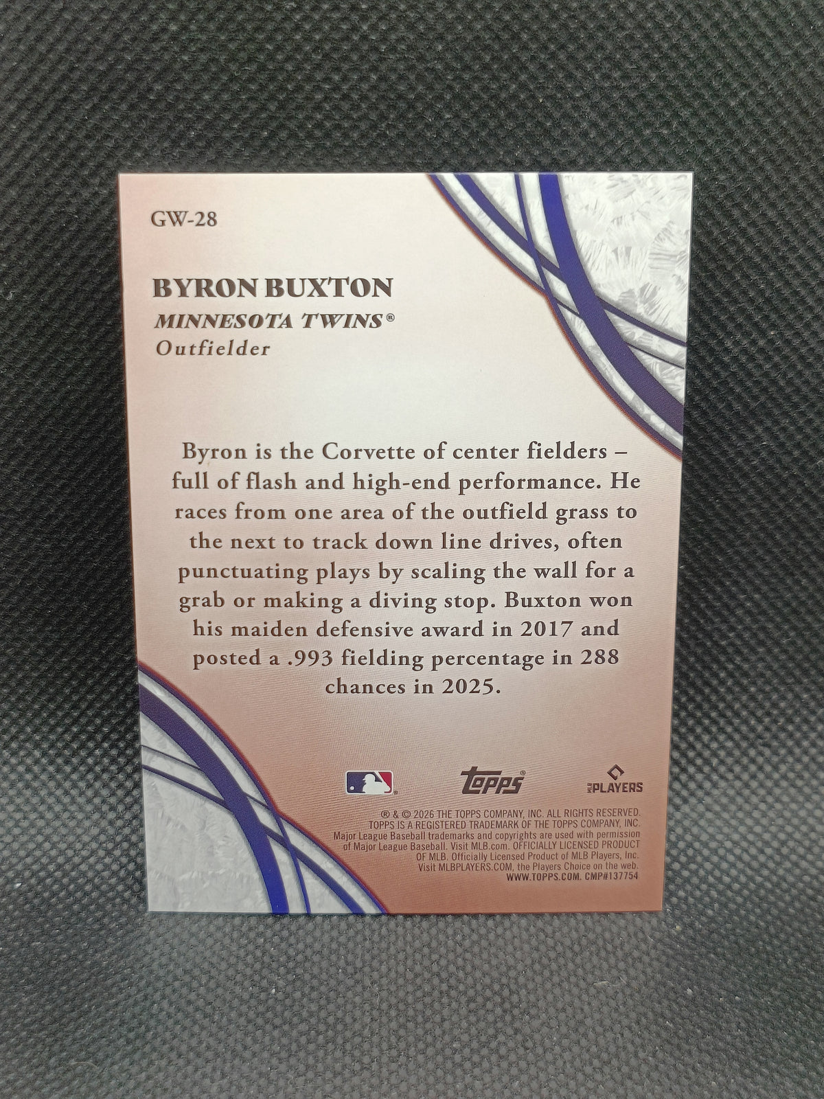 Byron Buxton - 2026 Topps Series Two Glove Work Gold /50 - Minnesota Twins